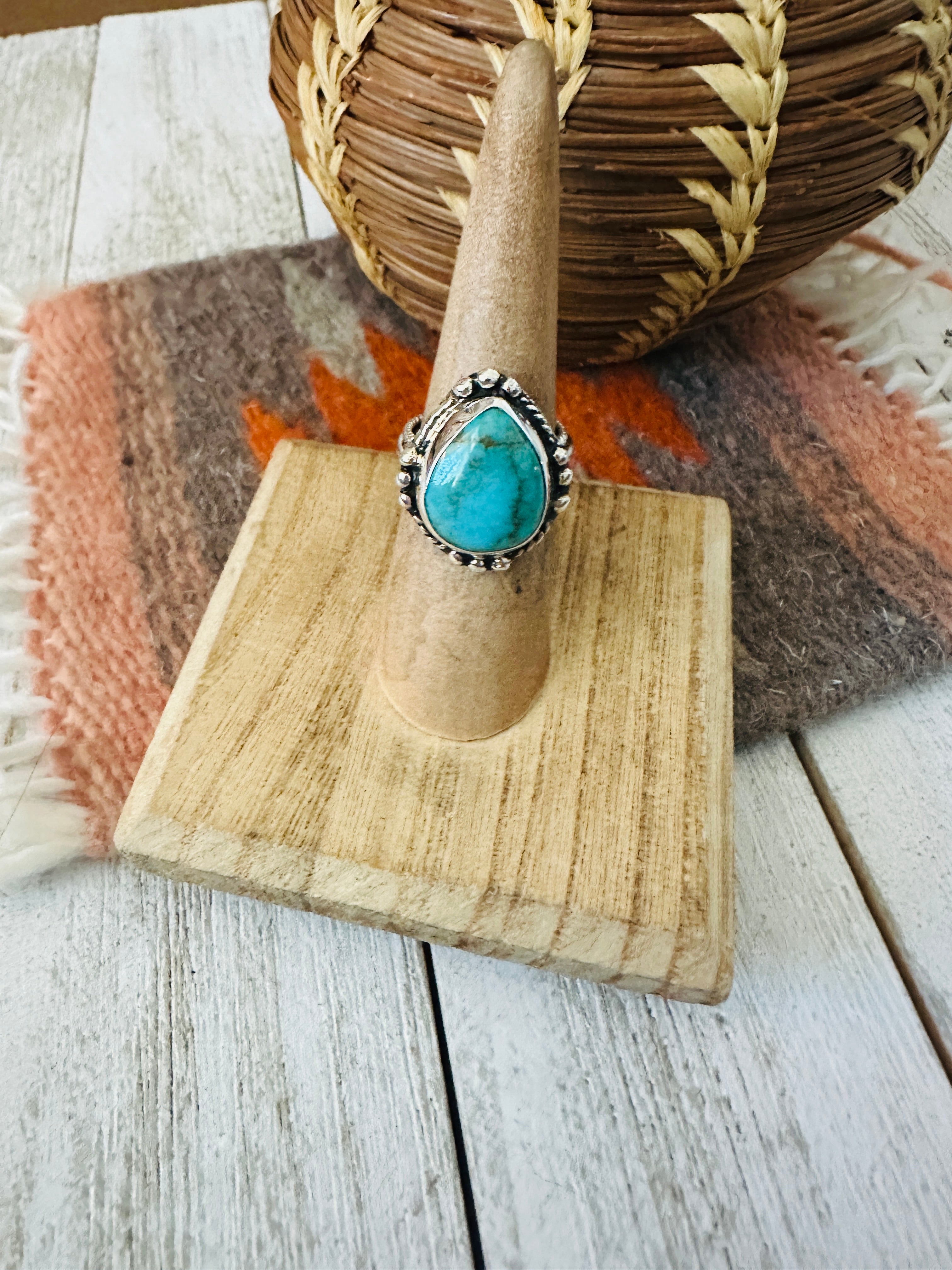 Navajo Turquoise & Sterling Silver Ring Size 5