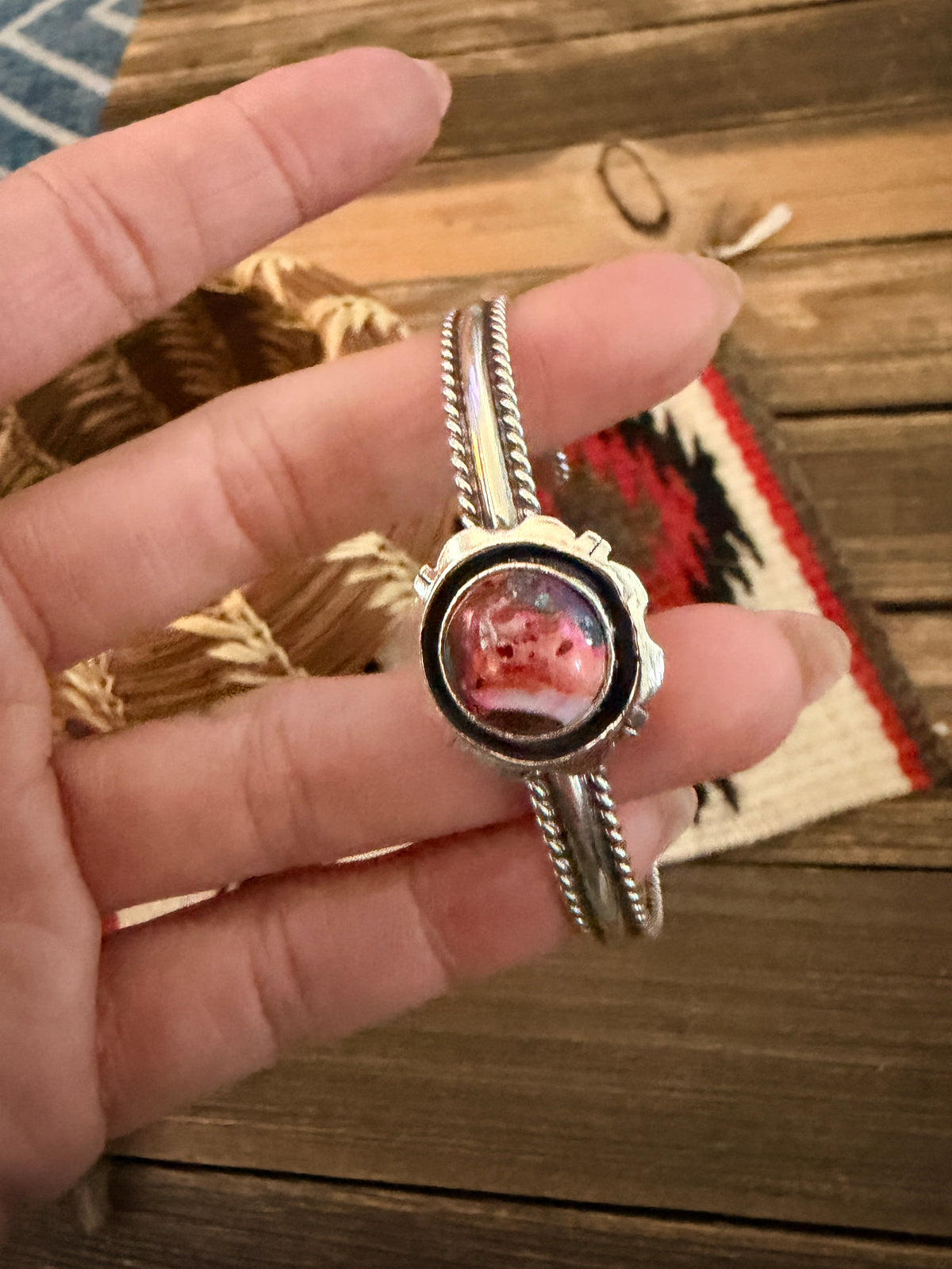 Handcrafted Pink Dream Mojave & Sterling Silver Cuff Bracelet
