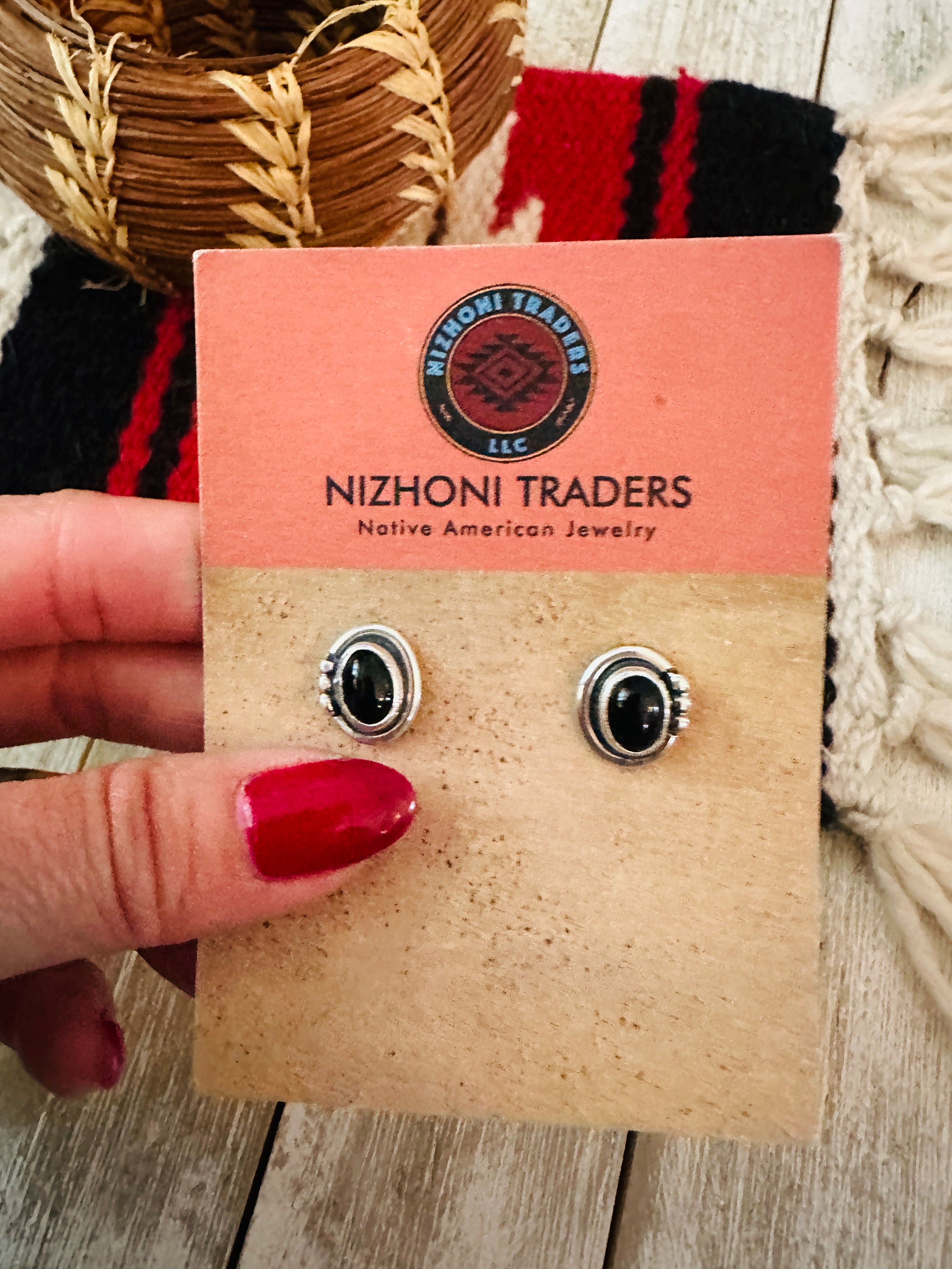 Handcrafted Black Onyx & Sterling Silver Stud Earrings