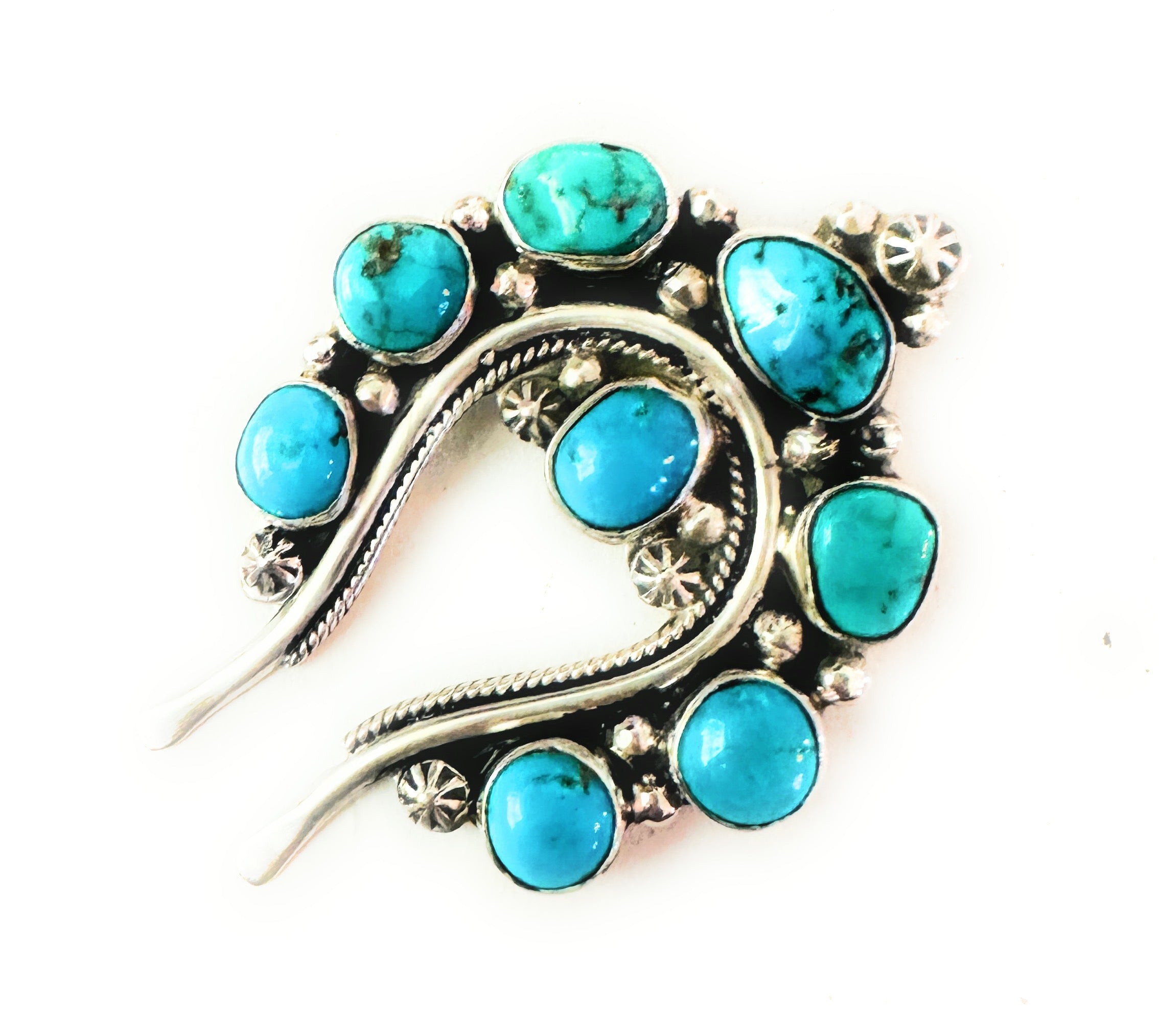 Navajo Sterling Silver & Kingman Turquoise Naja Pendant