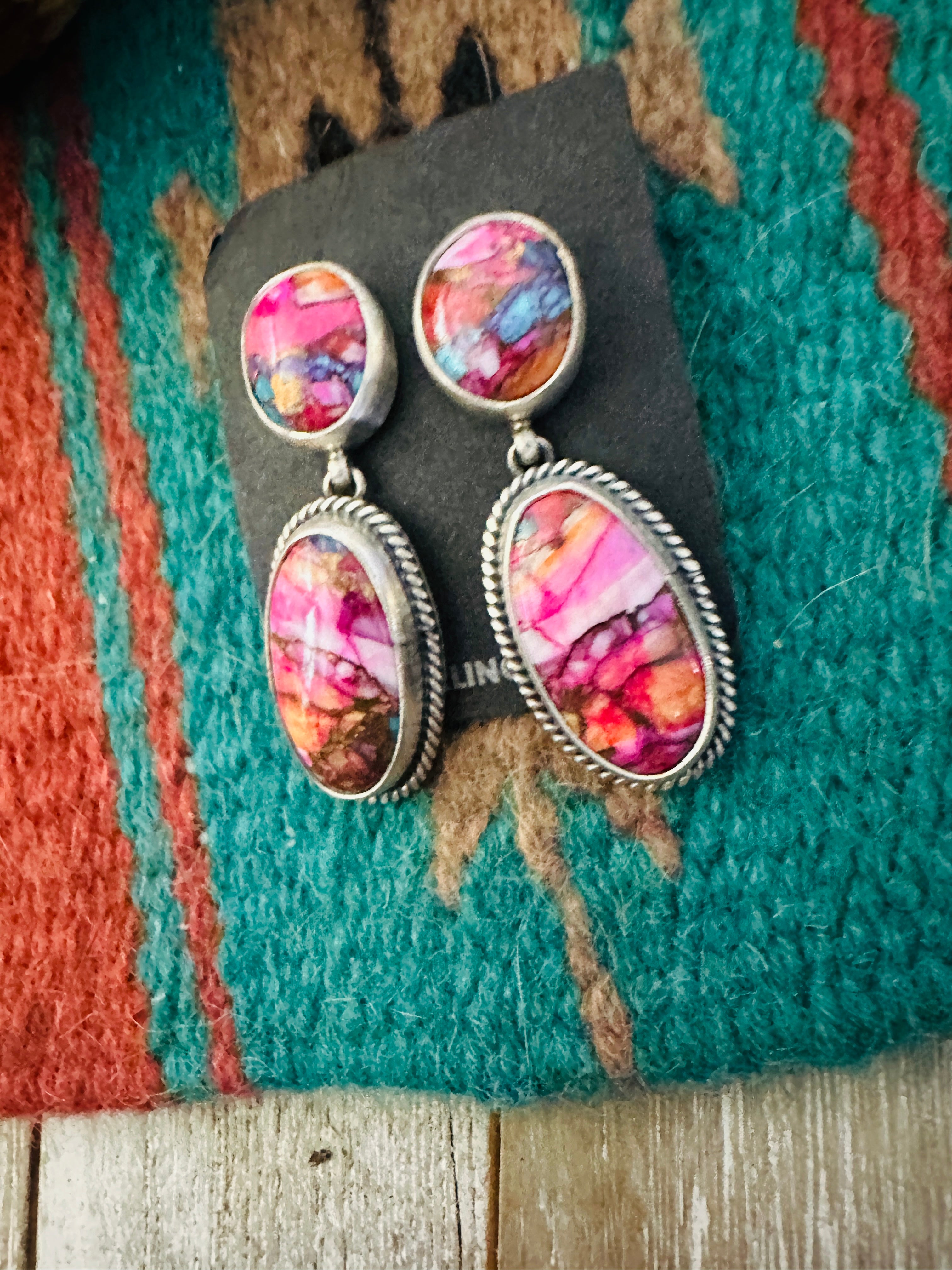 Handcrafted Pink Dream Mojave & Sterling Silver Dangle Earrings