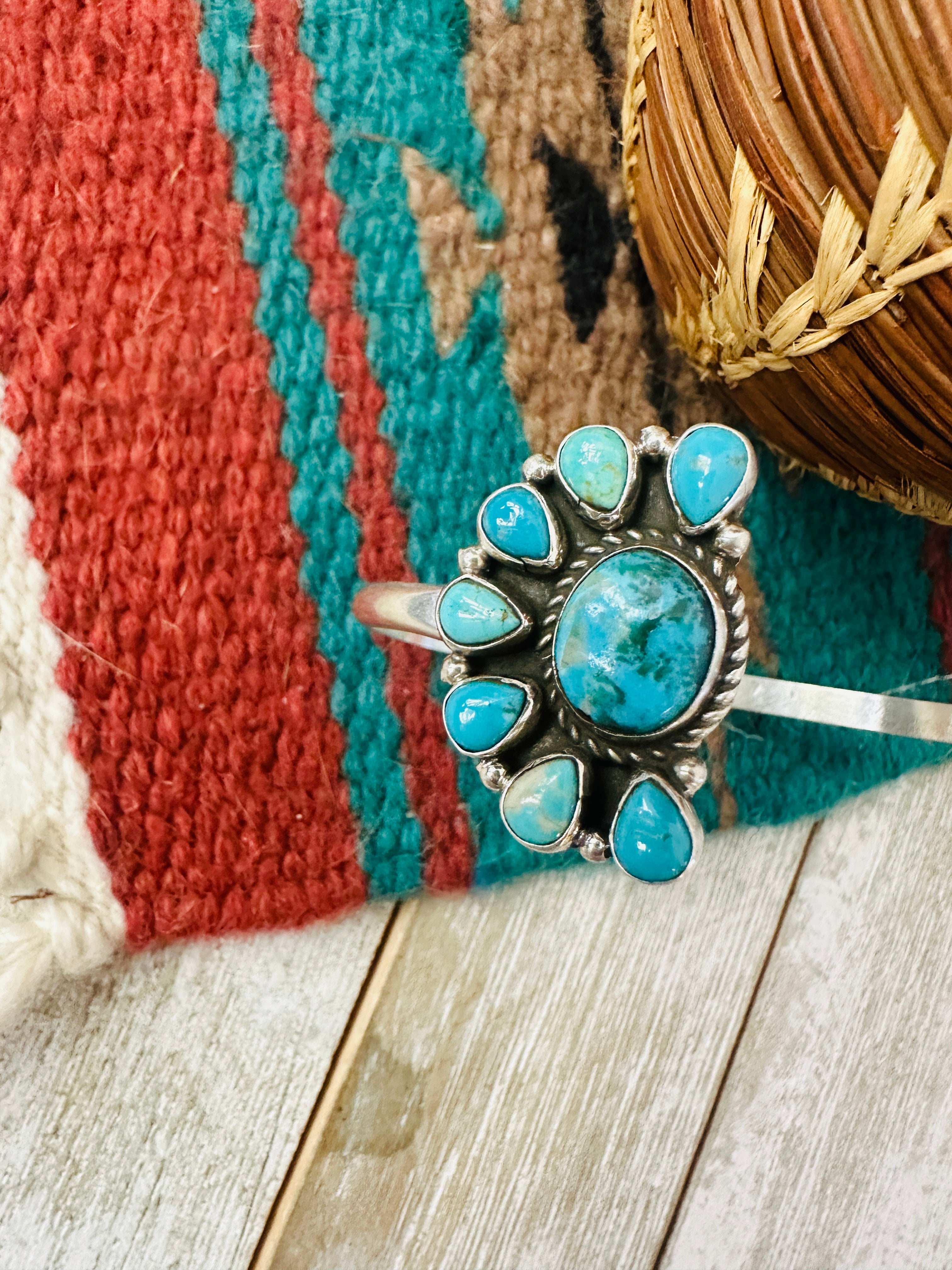 Handcrafted Turquoise & Sterling Silver Floating Cuff Bracelet /
