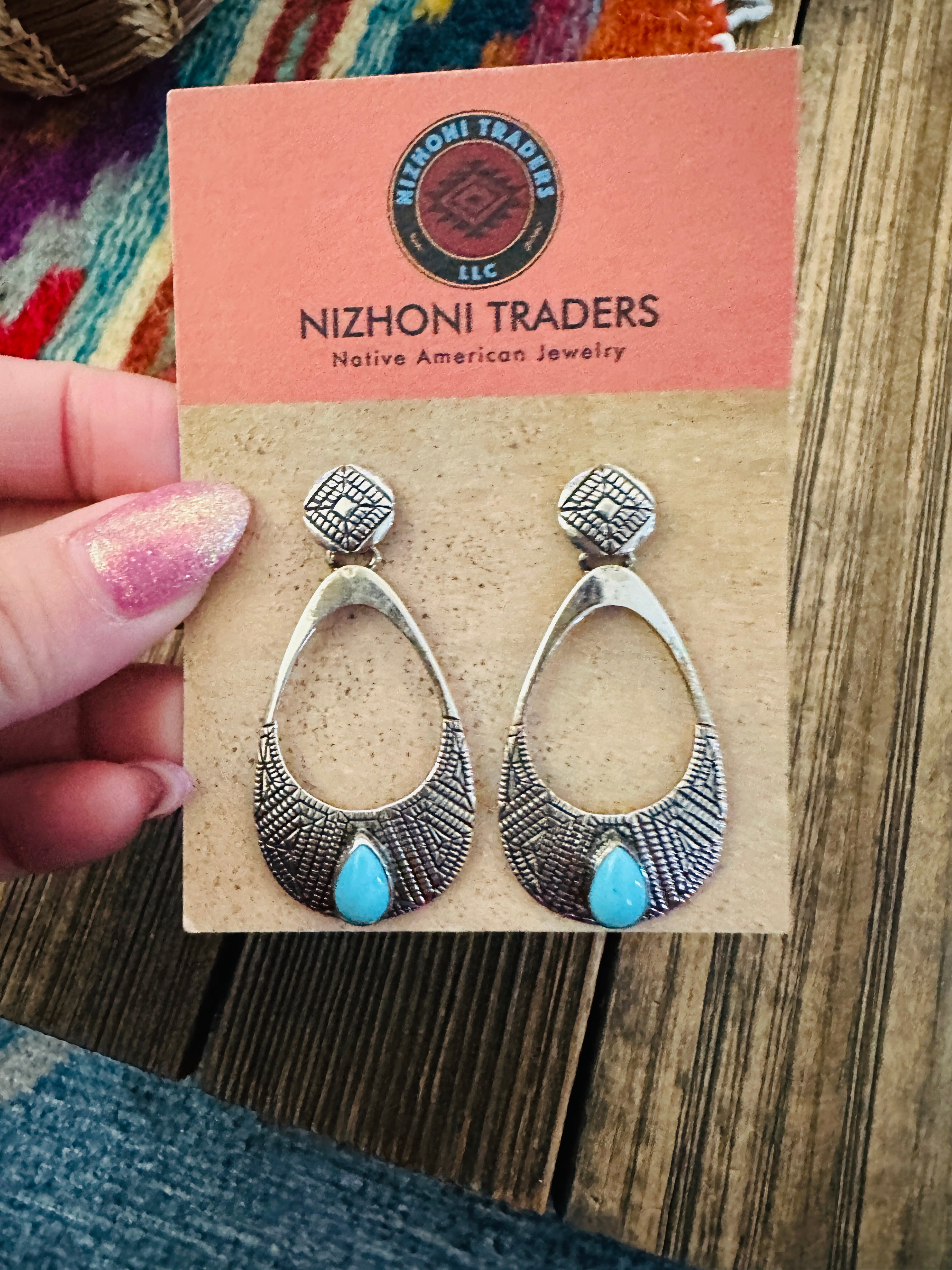 Handcrafted Turquoise & Sterling Silver Dangle Earrings