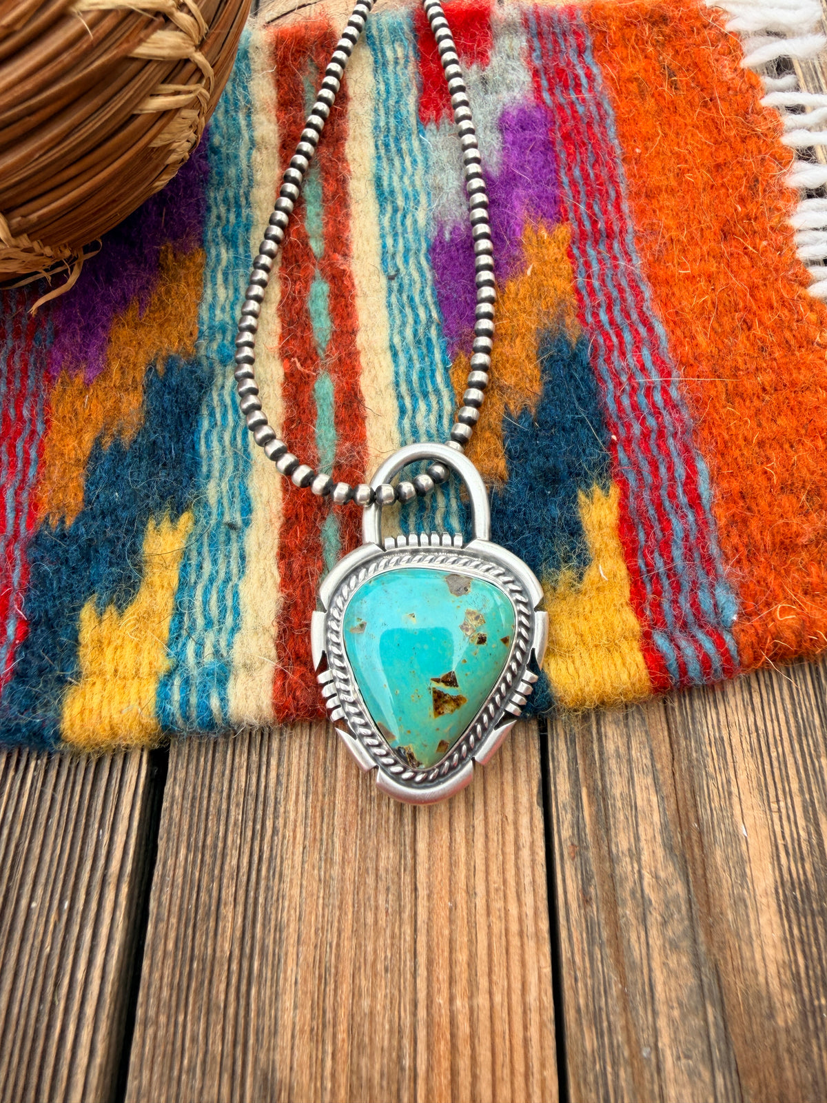 Handcrafted Sterling Silver & Turquoise Pendant by Jon McCray