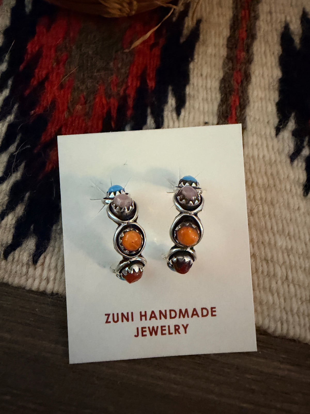 Handcrafted Sterling Silver & Multi Stone Hoop Earrings