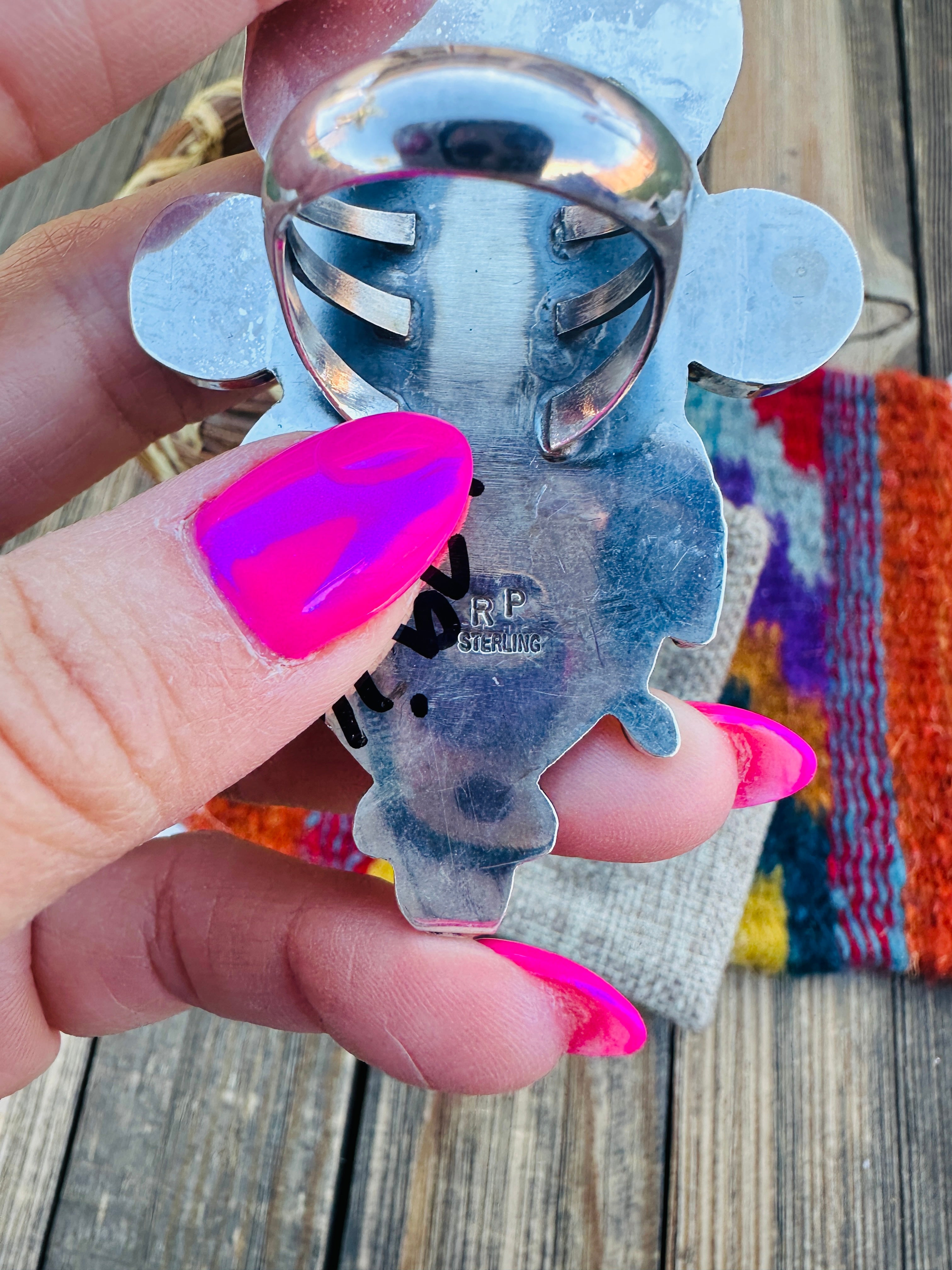 Handcrafted Wild Horse, Turquoise & Sterling Silver Ring 10 by Rosella Paxson