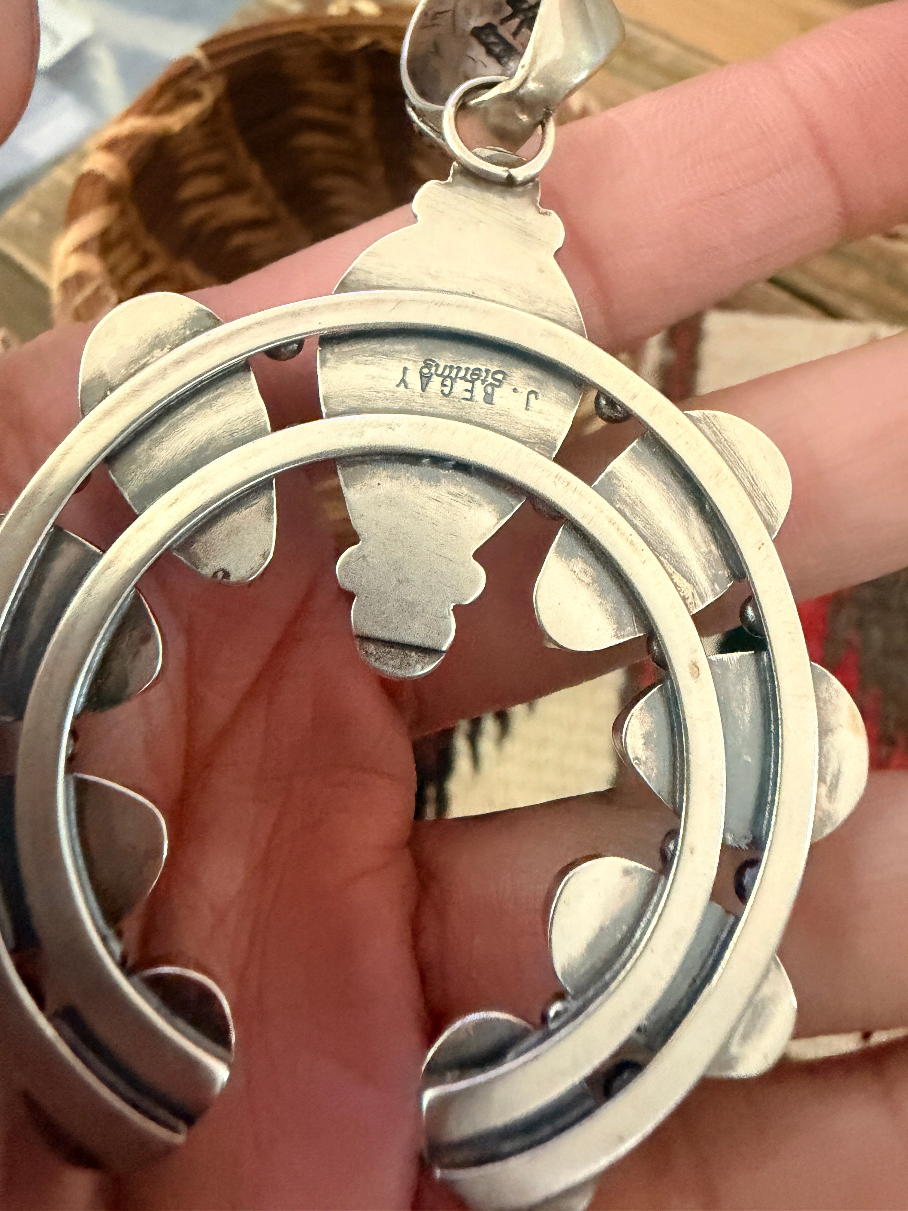 Handcrafted Sterling Silver & Pink Dream Mojave Naja Pendant by Joe Begay