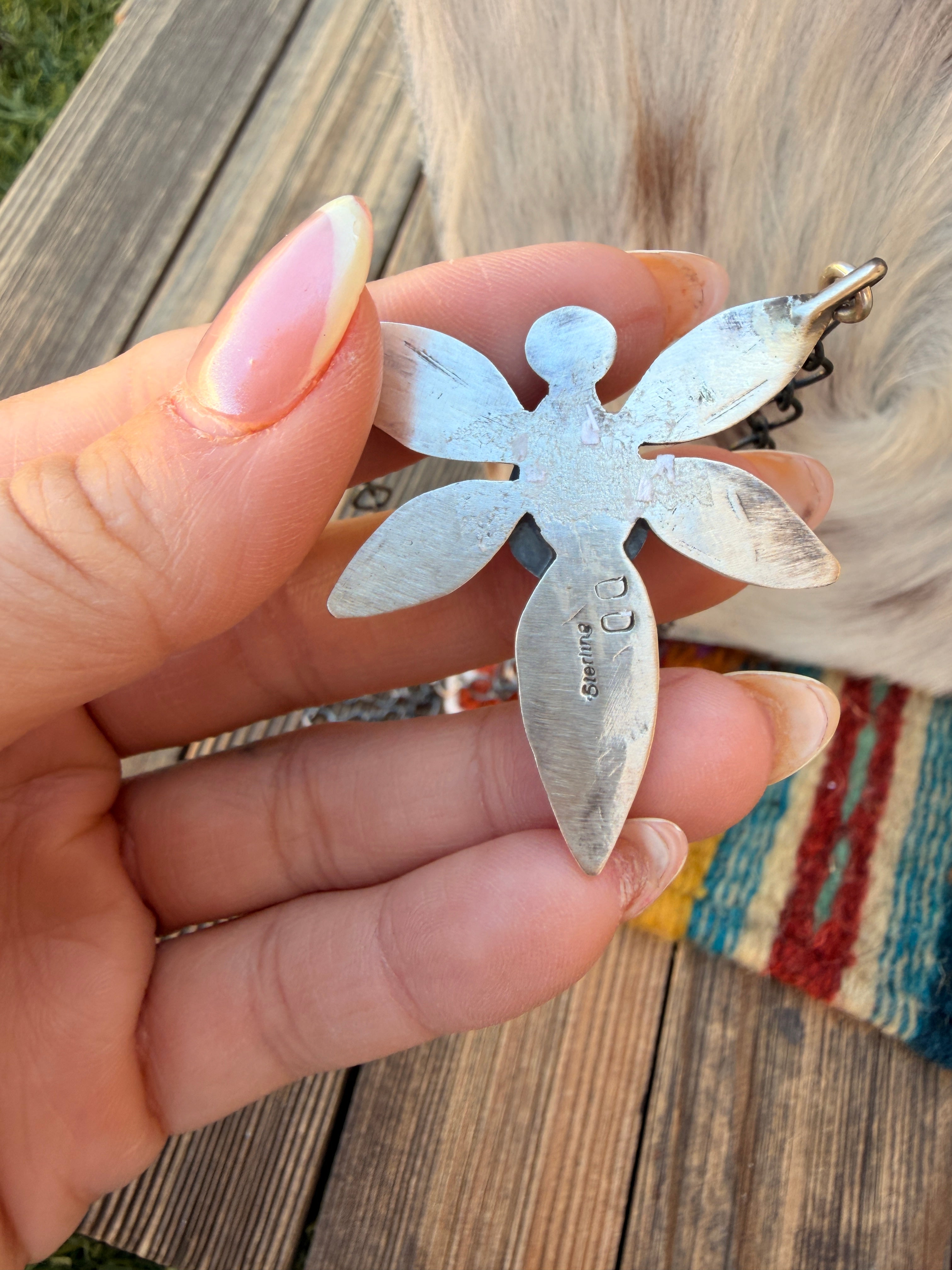 Handcrafted Sonoran Mountain Turquoise & Sterling Silver Dragonfly Necklace