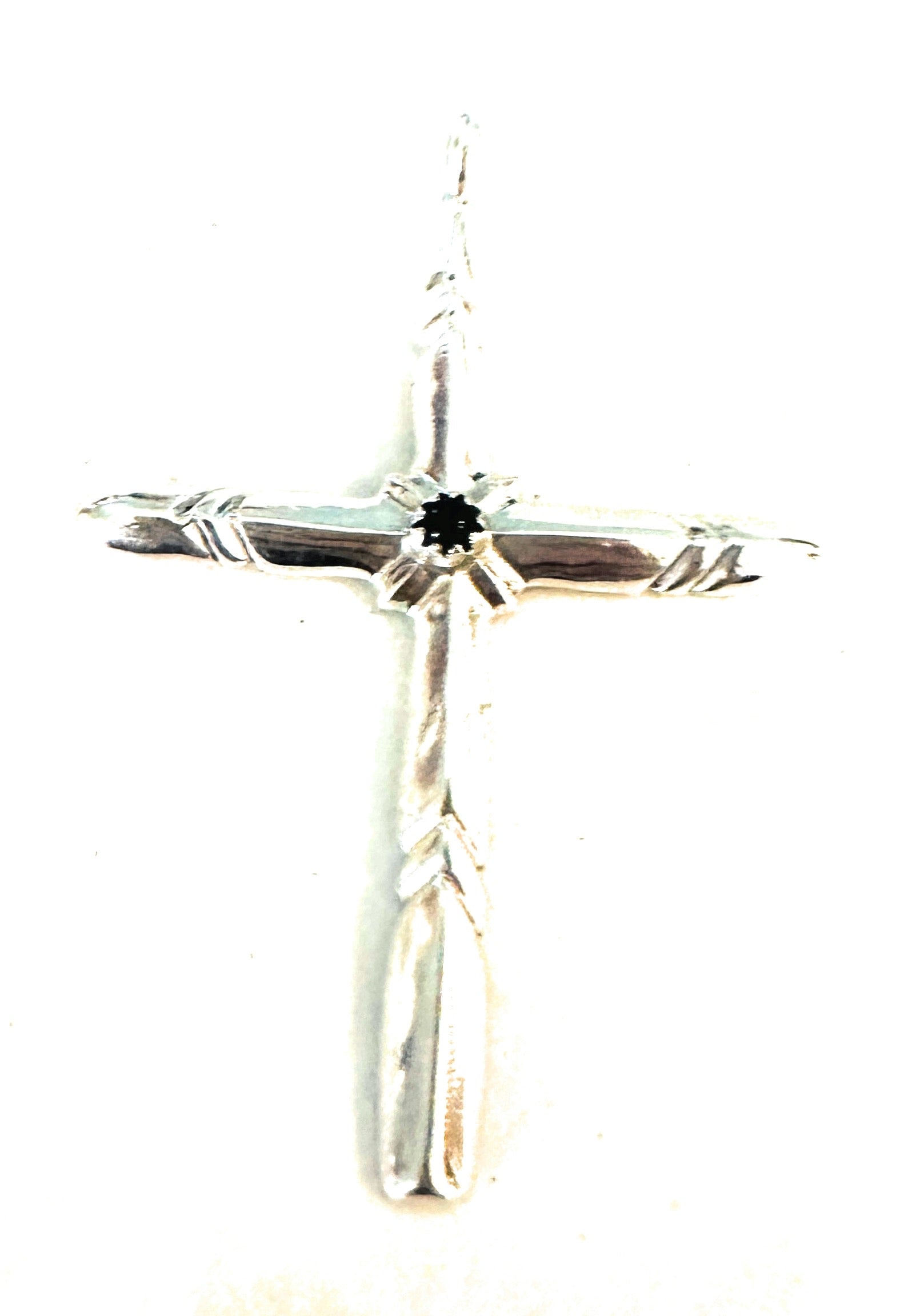 Navajo Black Onyx & Sterling Silver Cross Pendant