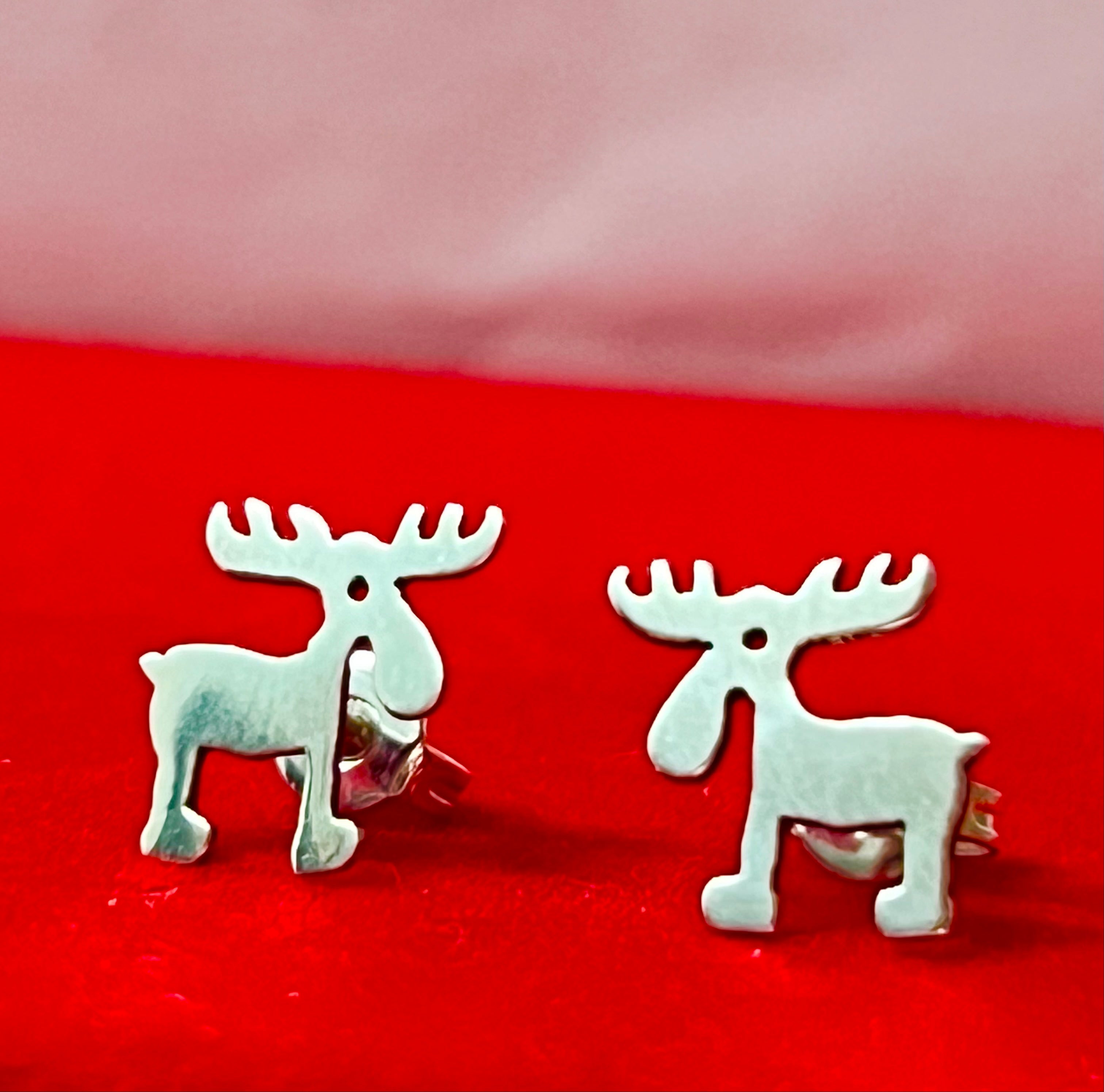 Sterling Silver Moose Earrings On Post