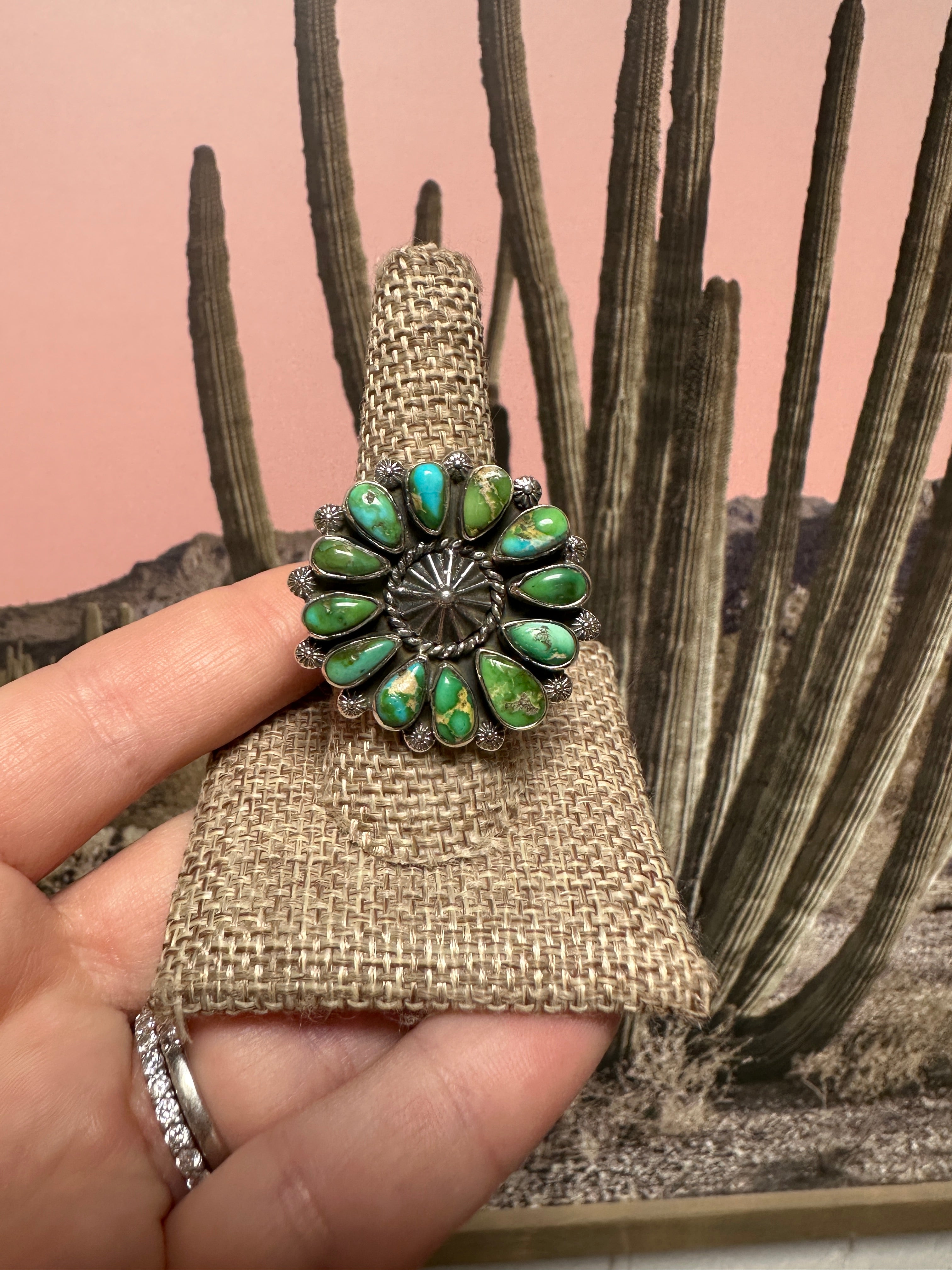 Beautiful Handmade Sonoran Mountain Turquoise And Sterling Silver Adju