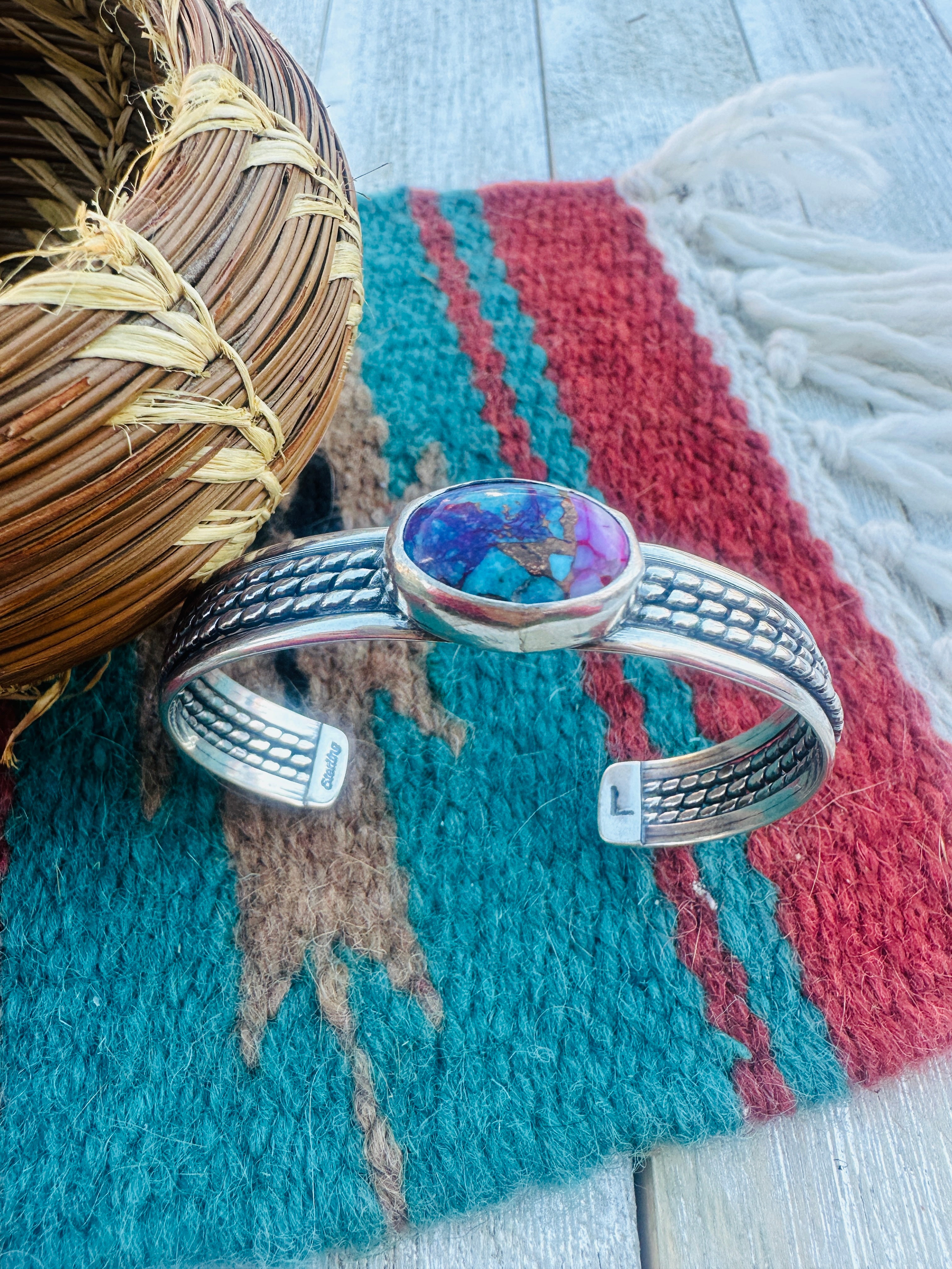 Handcrafted Pink Dream Mojave & Sterling Silver Cuff Bracelet