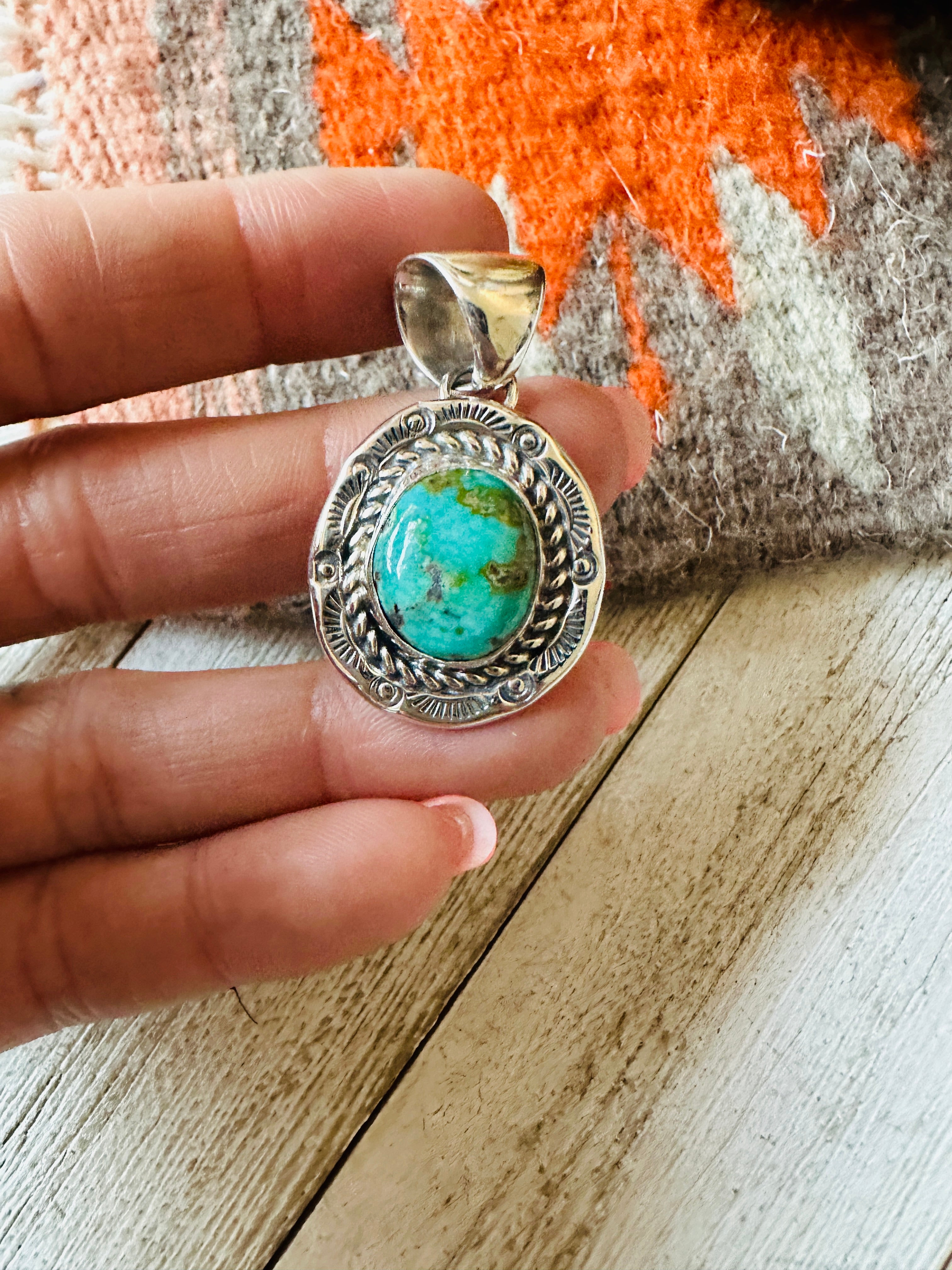 Navajo Turquoise and Sterling Silver Pendant