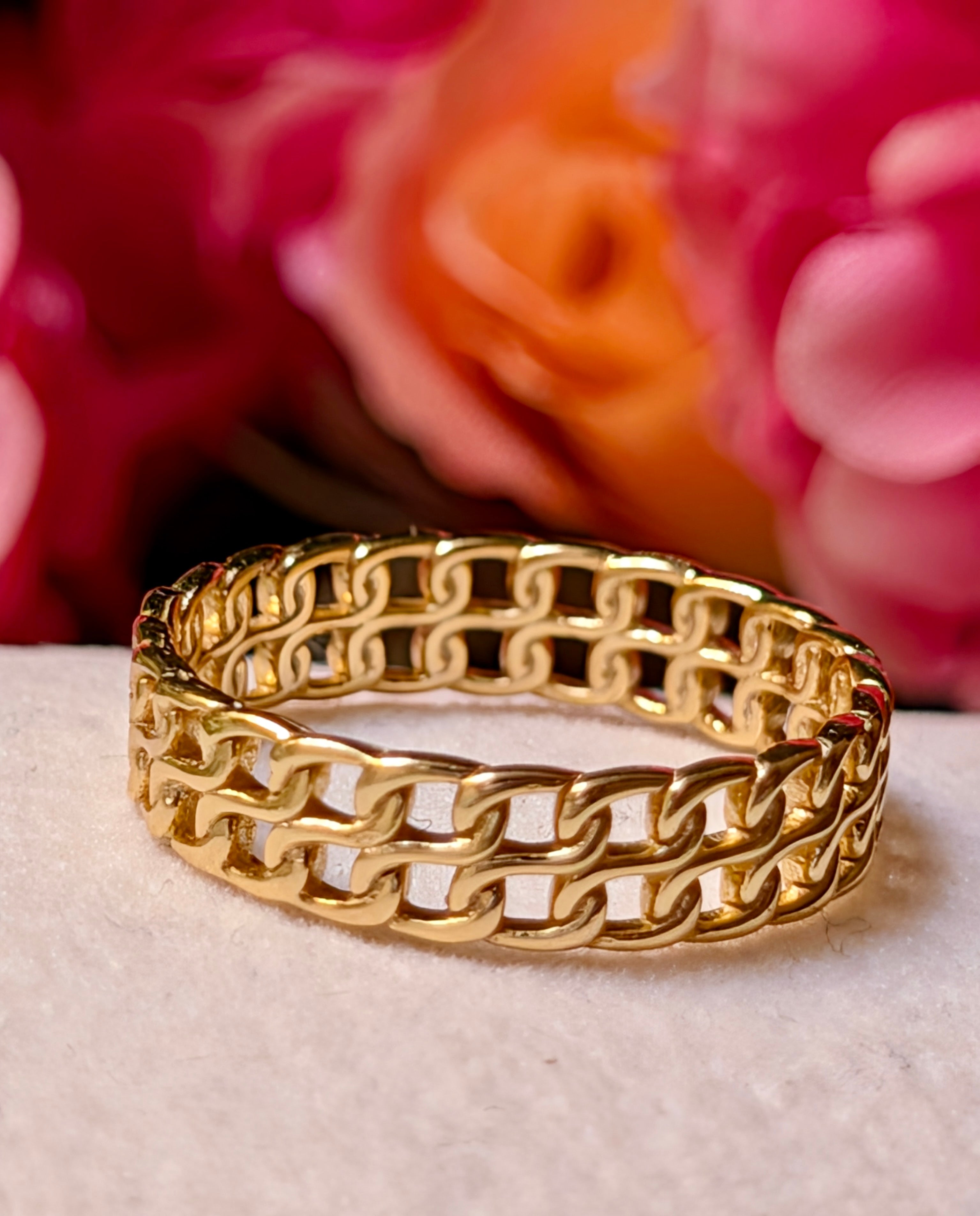 14k Gold Plated 2 Row Chain Ring