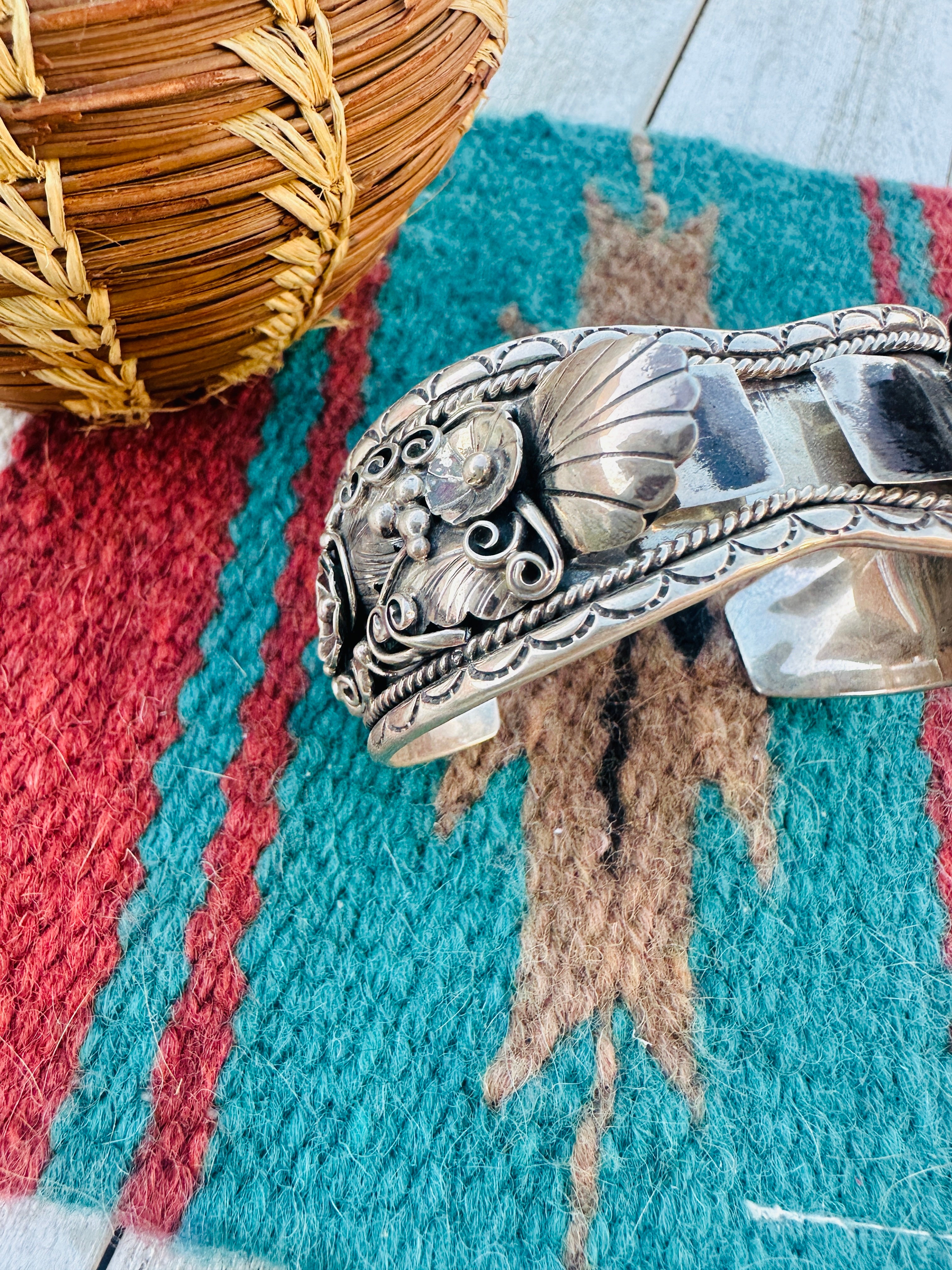 Handcrafted Old Pawn Sterling Silver Watch Cuff Bracelet