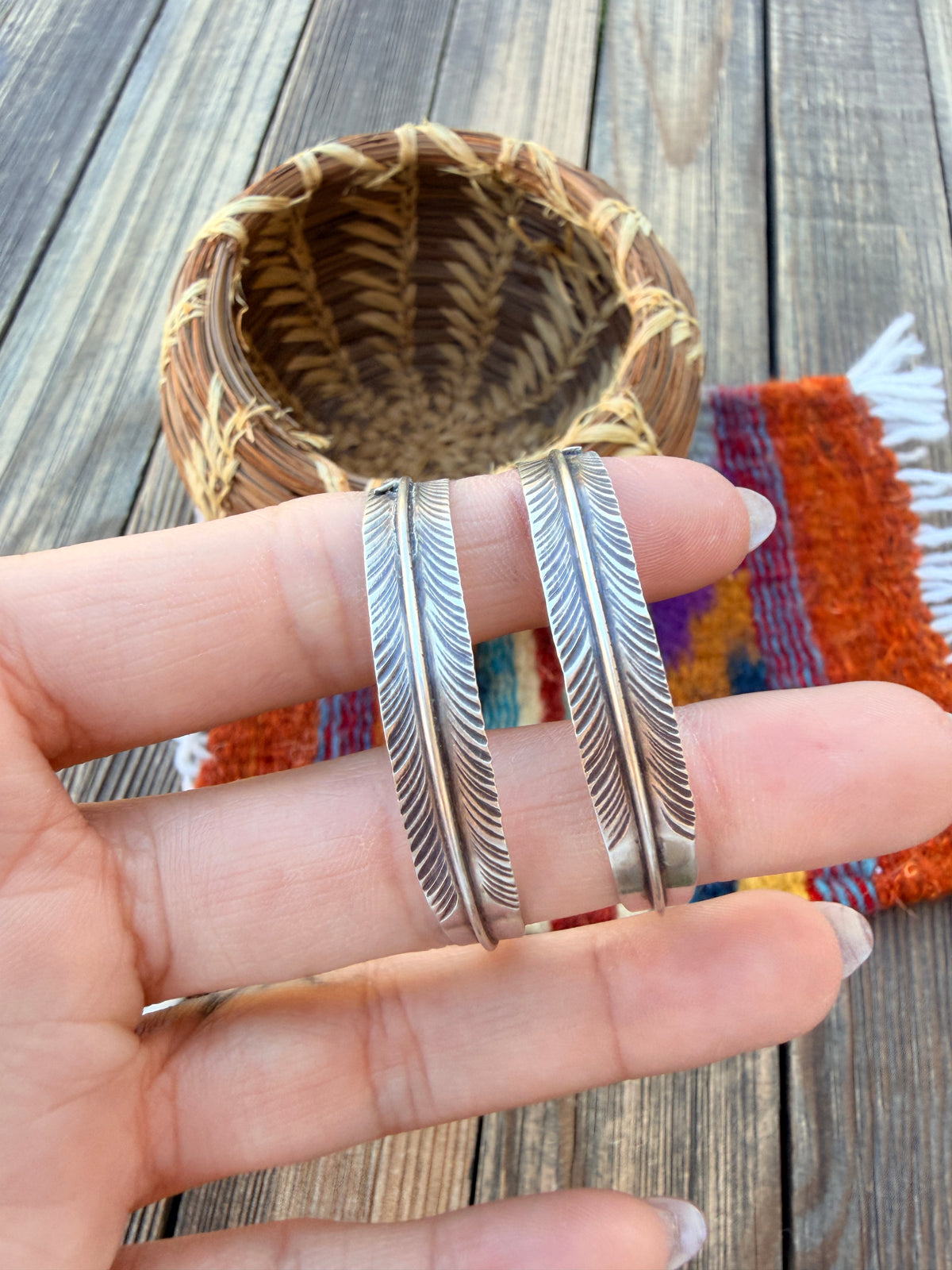 Handcrafted Sterling Silver Feather Hoop Earrings