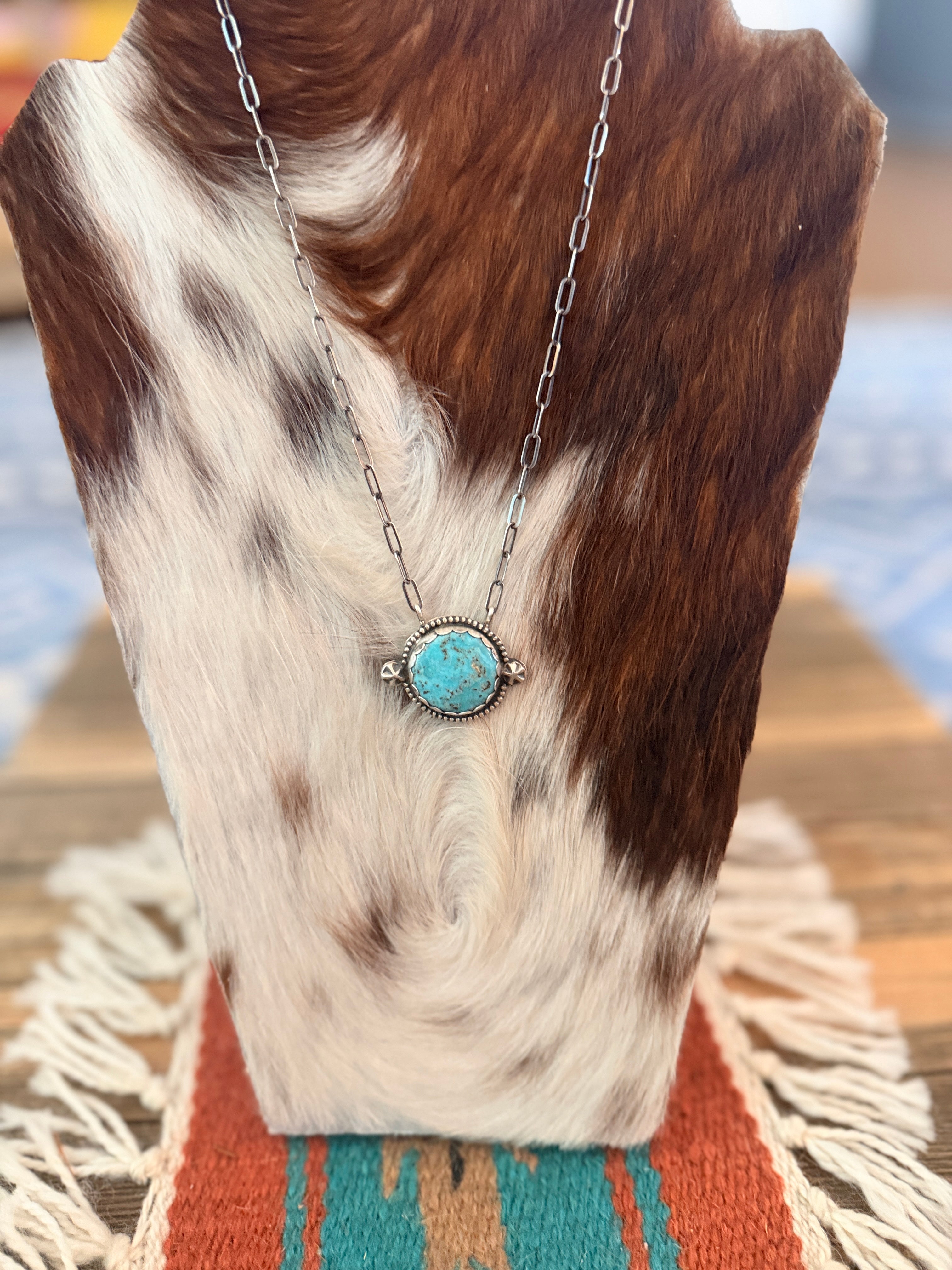 Handmade Sterling Silver & Blue Ridge Turquoise Necklace