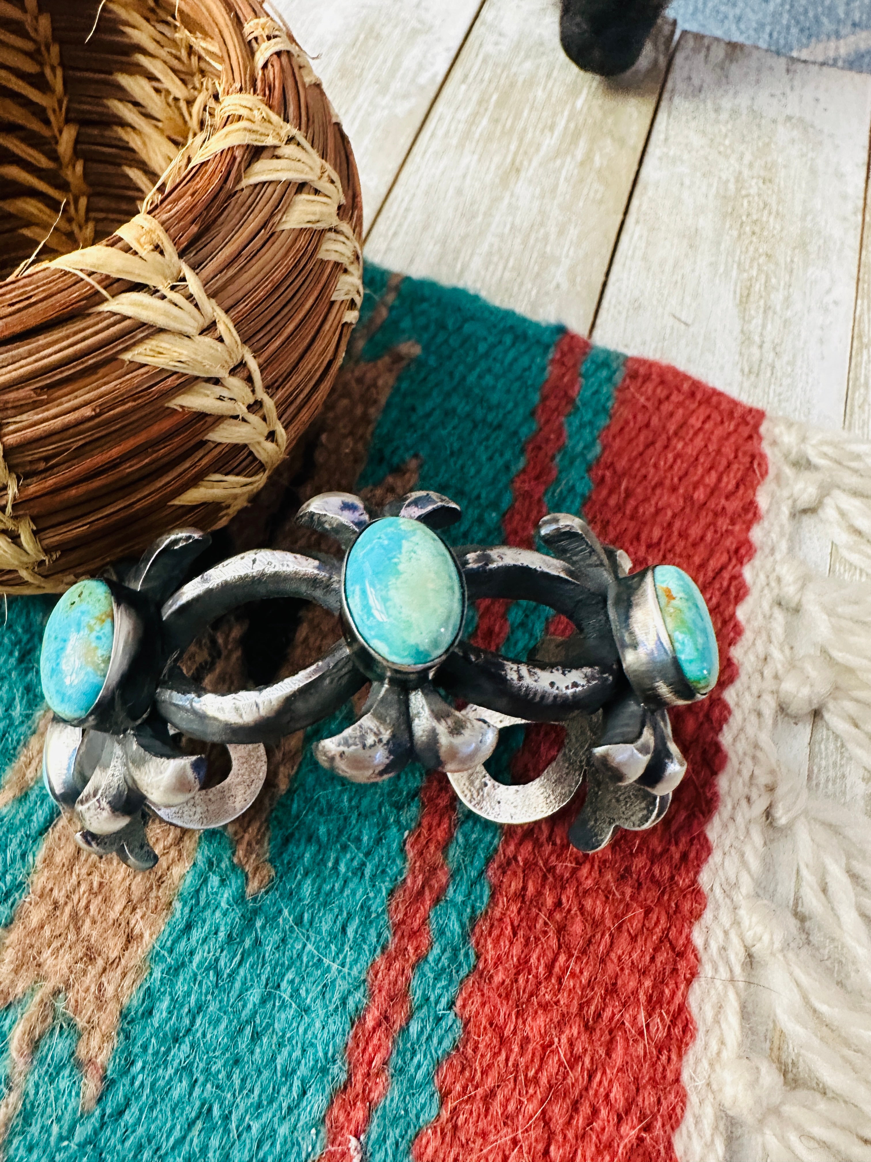 Handcrafted Turquoise & Sterling Silver Cuff Bracelet by Chimney Butte