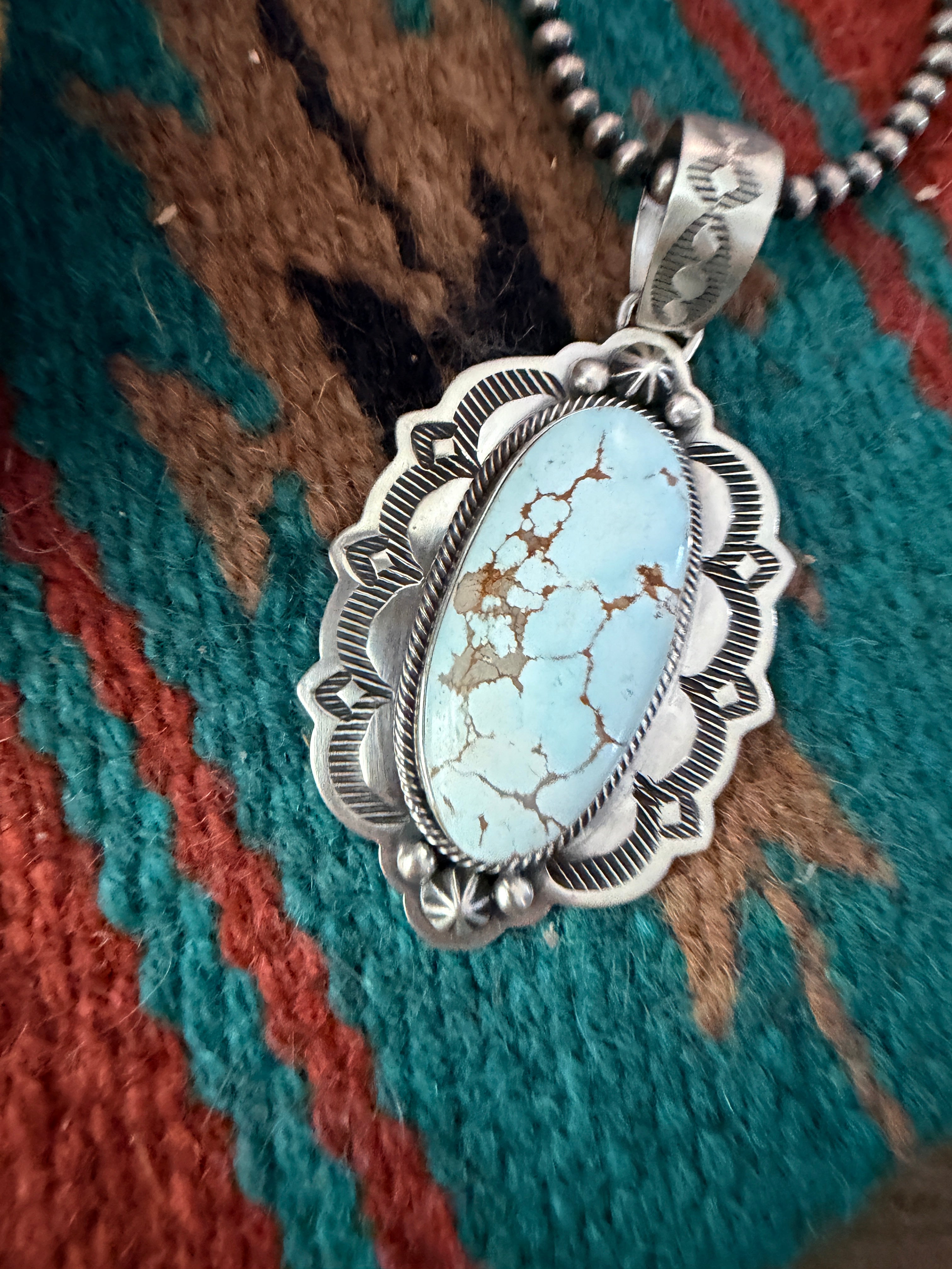 Handcrafted Sterling Silver & Dry Creek Turquoise Pendant by Randy Boyd