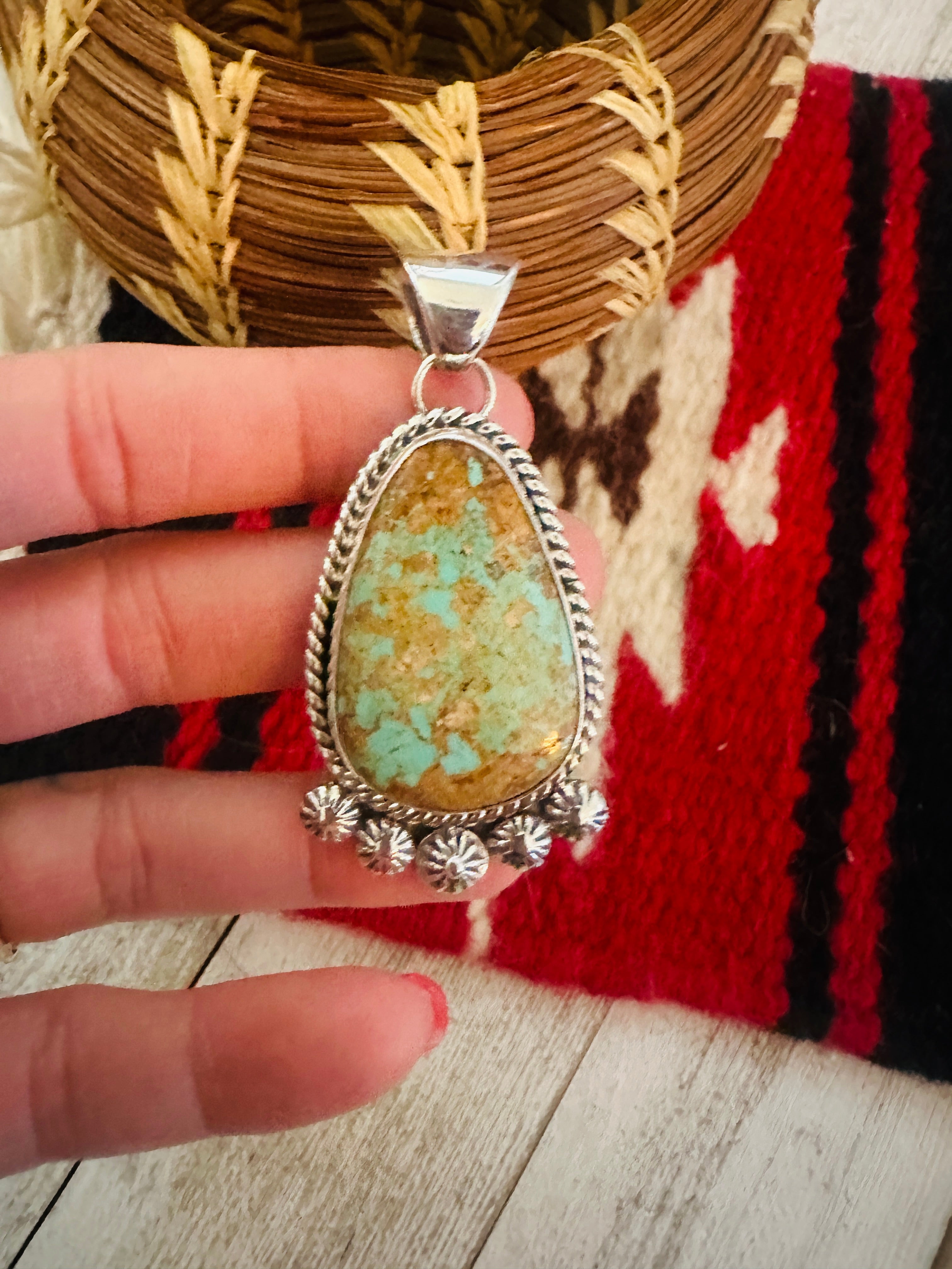 Navajo Number 8 Turquoise & Sterling Silver Pendant