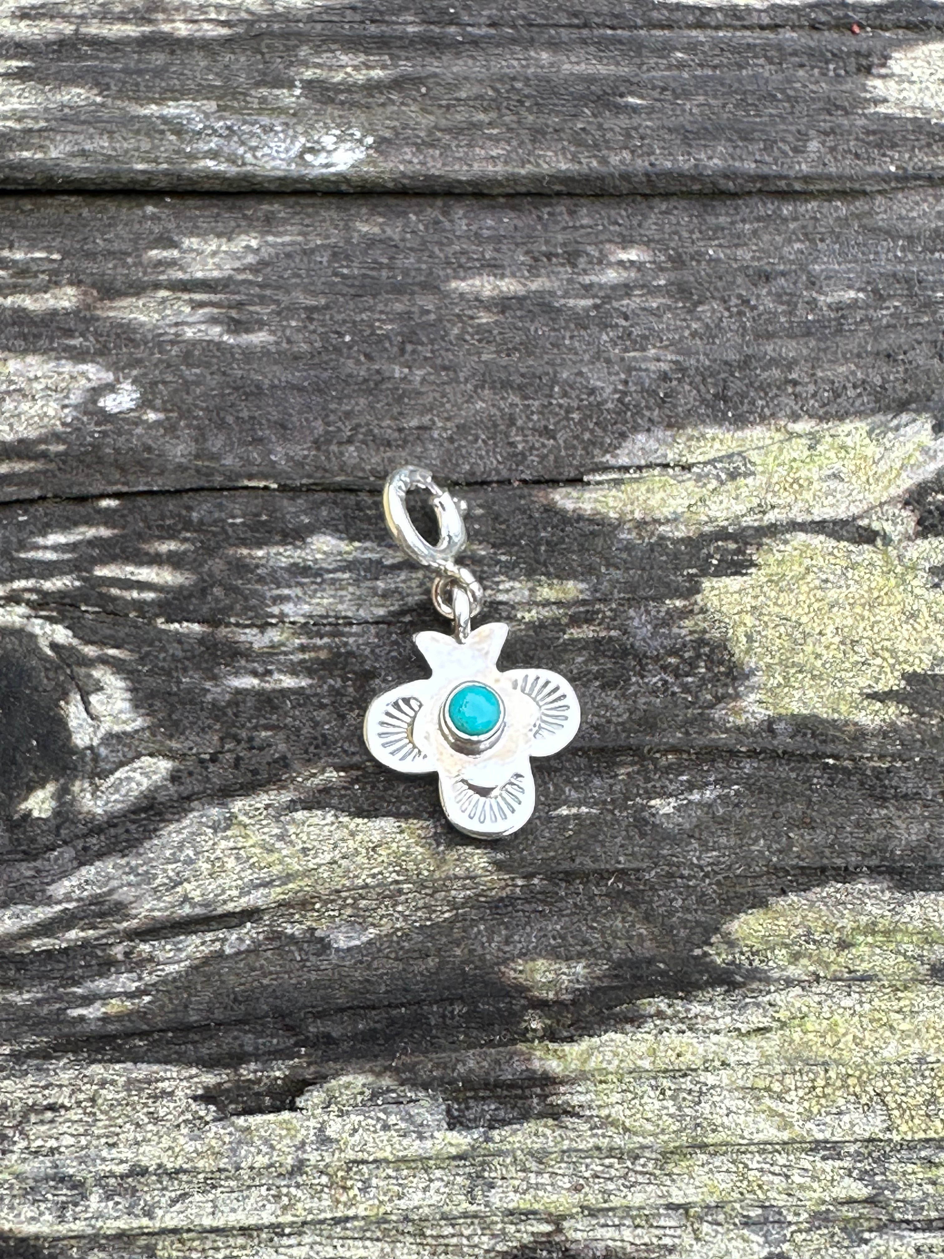 Sterling Silver and Turquoise Mini Cross Charm