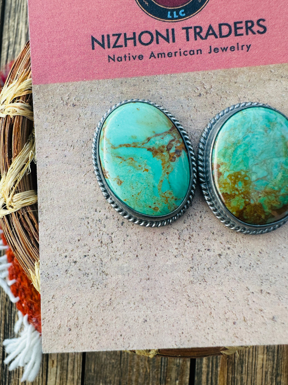 Handcrafted Sterling Silver & Royston Turquoise Post Earrings