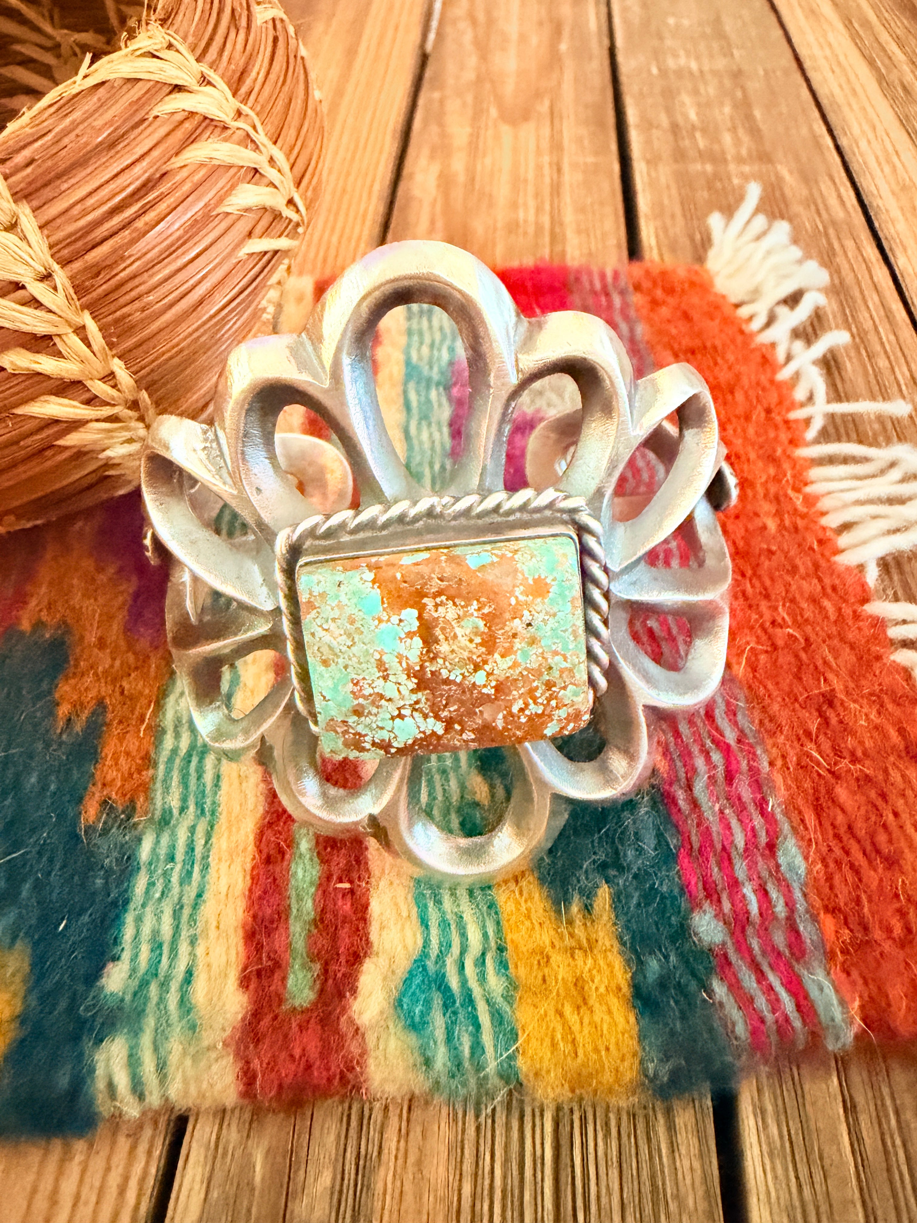 Handcrafted Sterling Silver & Number 8  Turquoise Cuff Bracelet by Chimney Butte