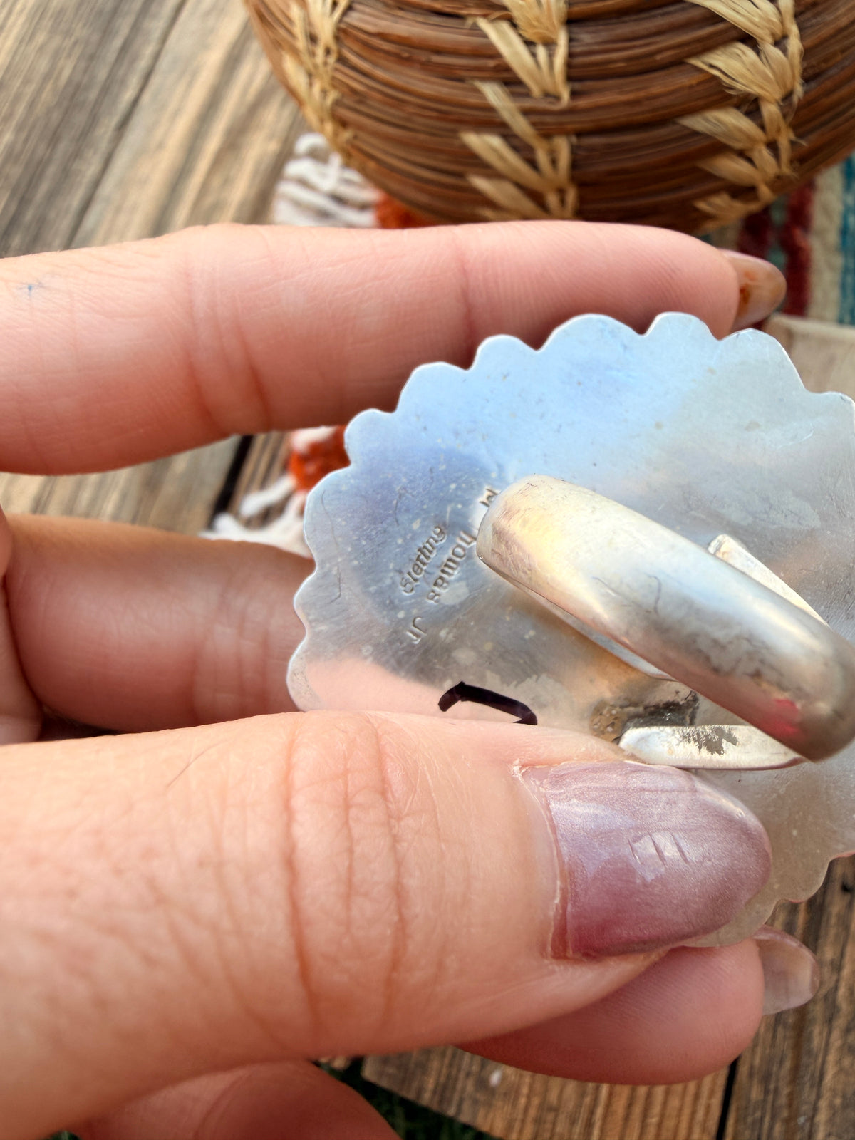 Handcrafted Sonoran Mountain Turquoise & Sterling Silver Liberty Dime Adjustable Ring by Michael Thomas Jr.