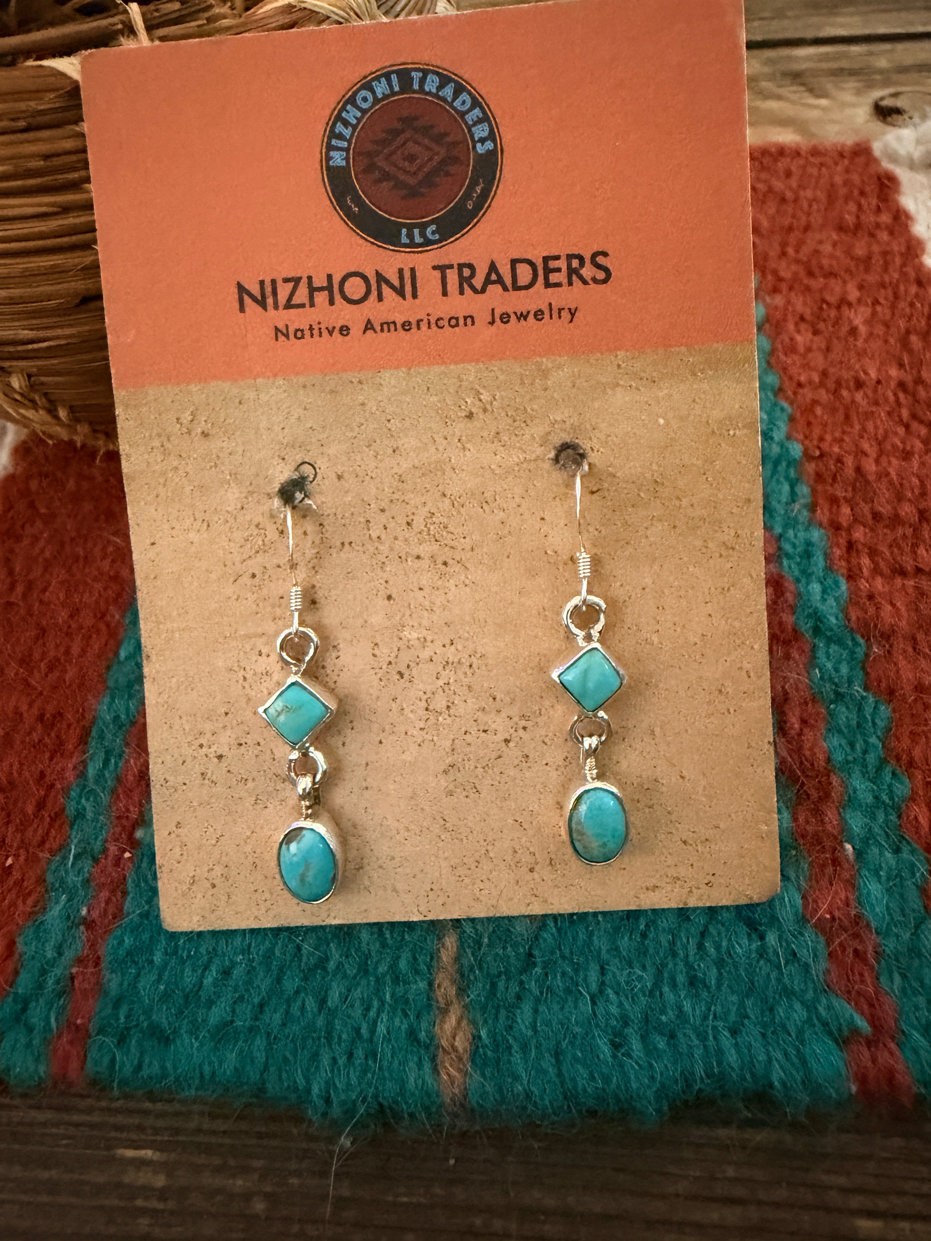 Handcrafted Turquoise & Sterling Silver Dangle Earrings