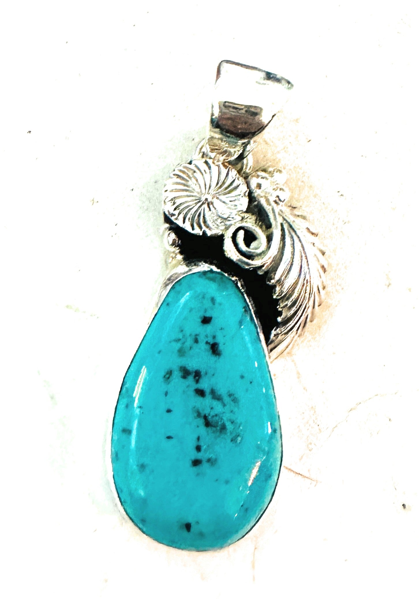 Navajo Morenci Turquoise & Sterling Silver Pendant