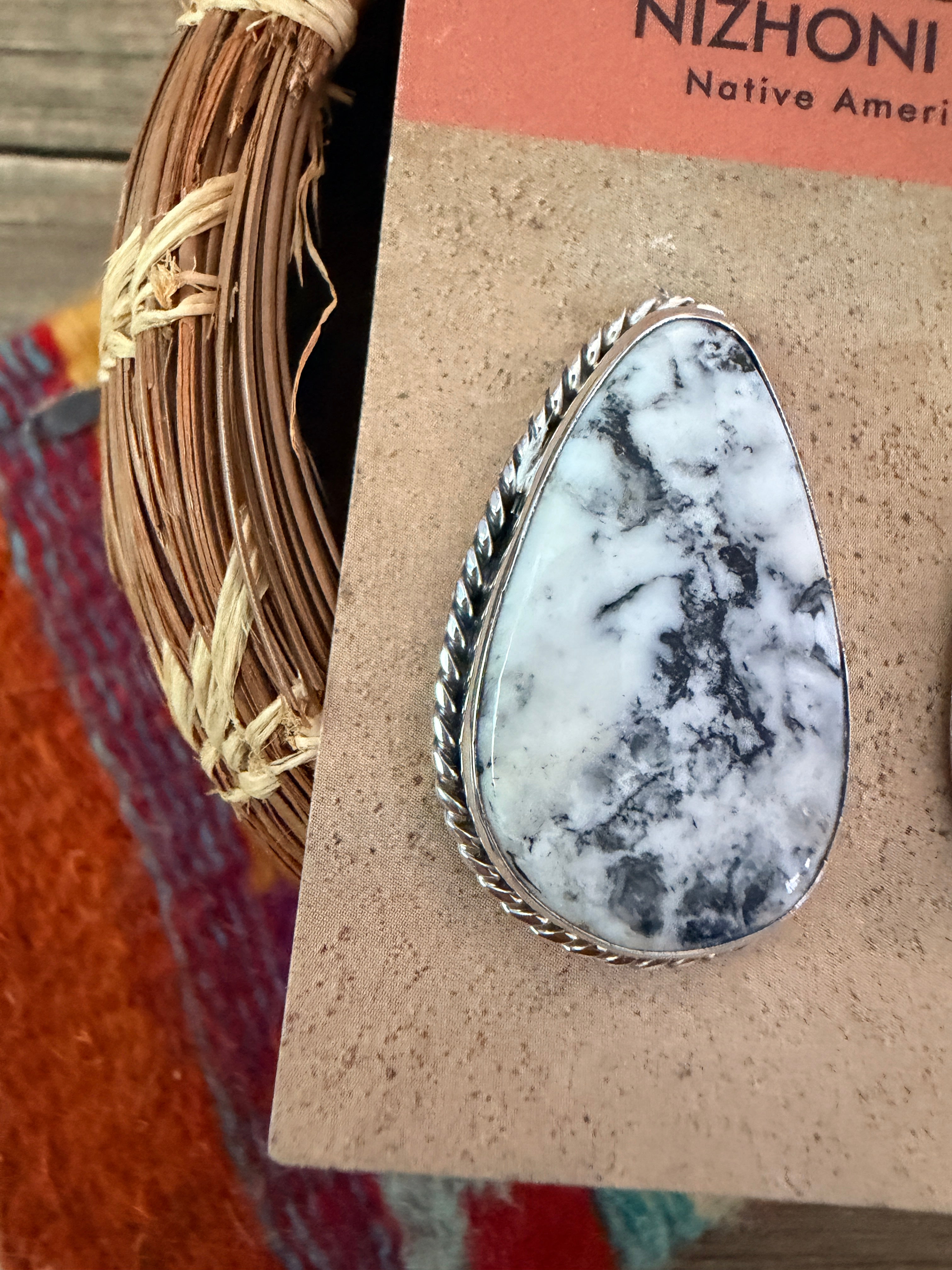 Handcrafted White Buffalo & Sterling Silver Post Earrings