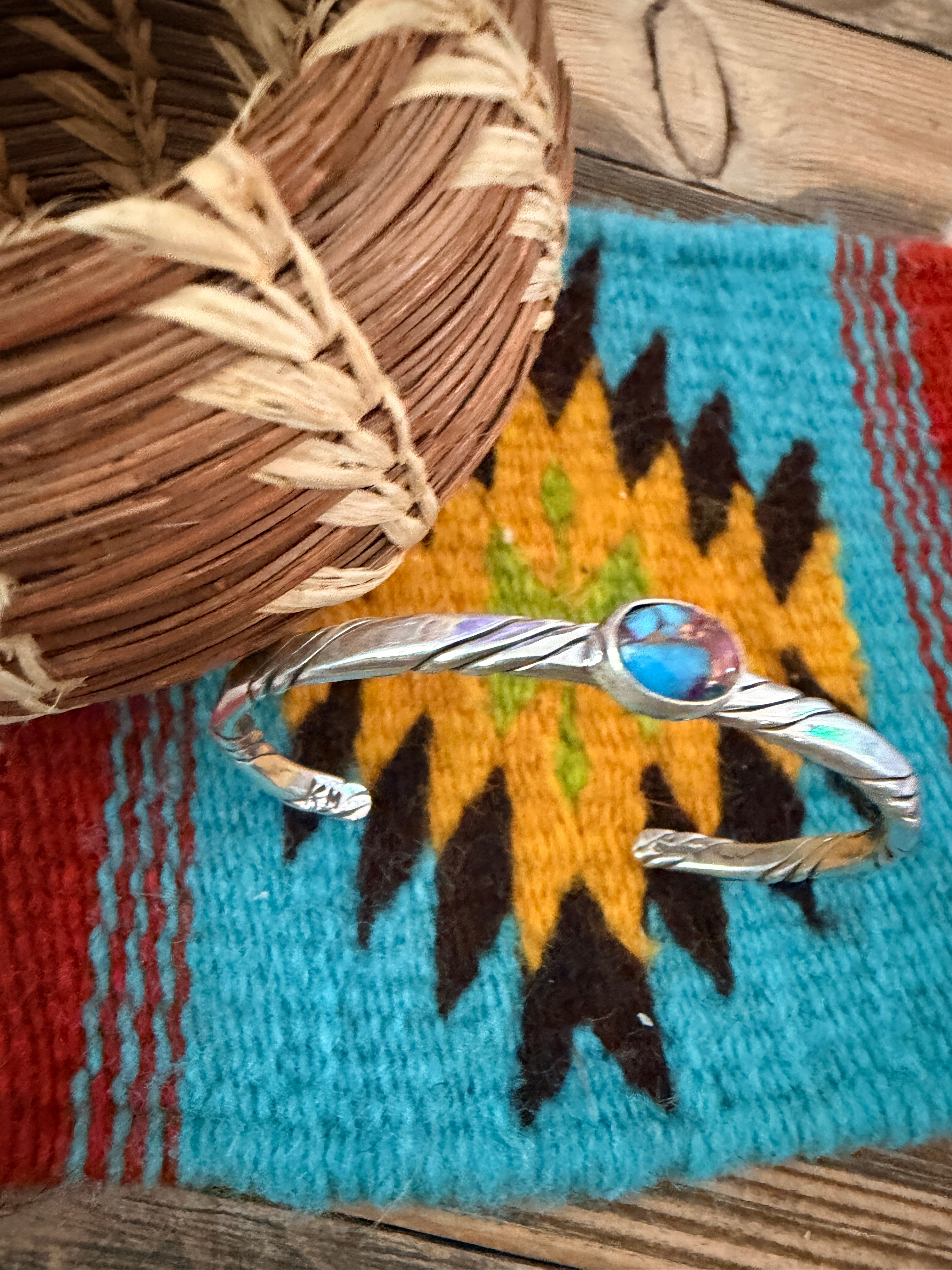 Handcrafted Pink Dream Mojave & Sterling Silver Cuff Bracelet