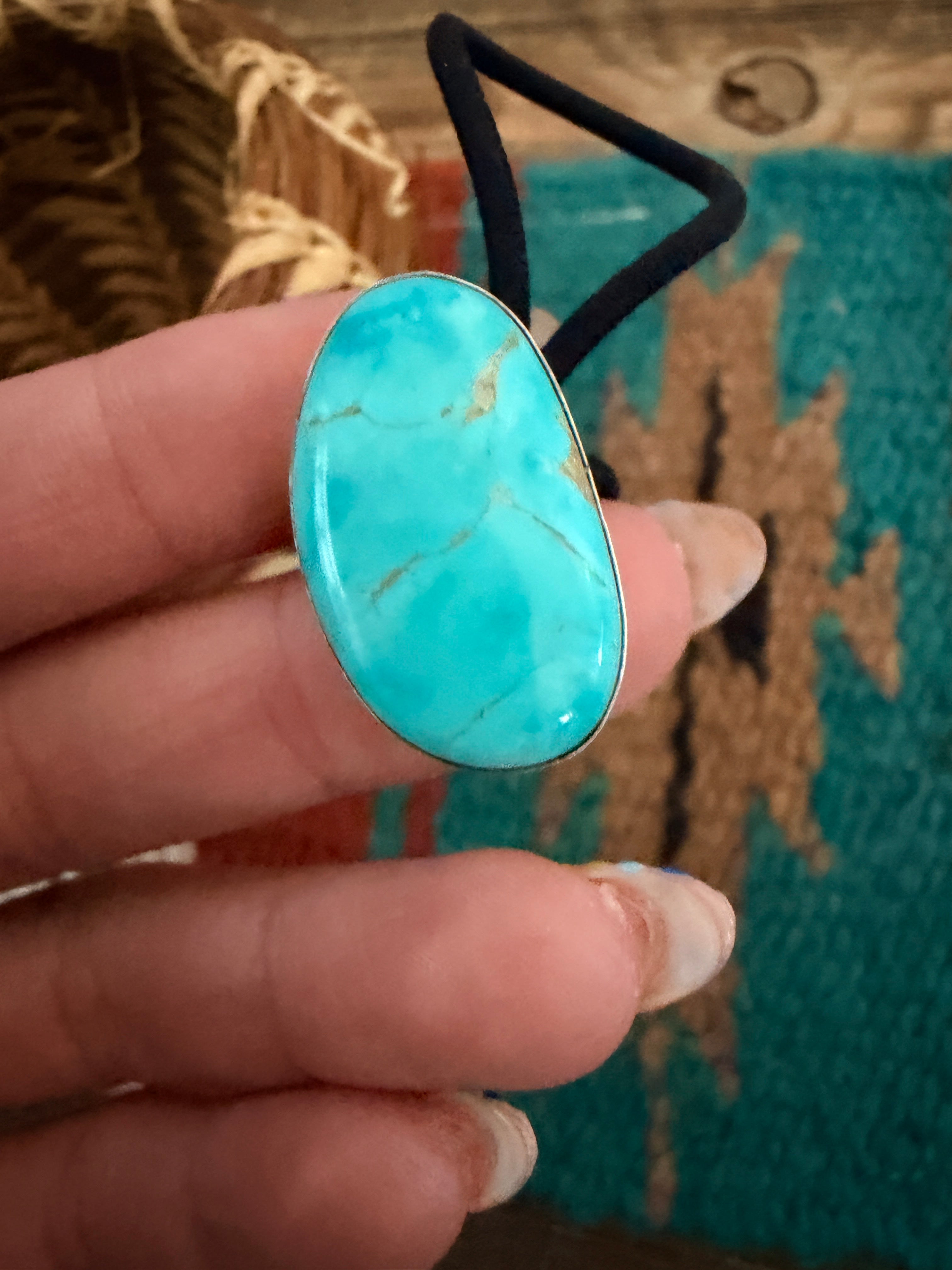 Handcrafted Turquoise & Sterling Silver Hair Tie Charm