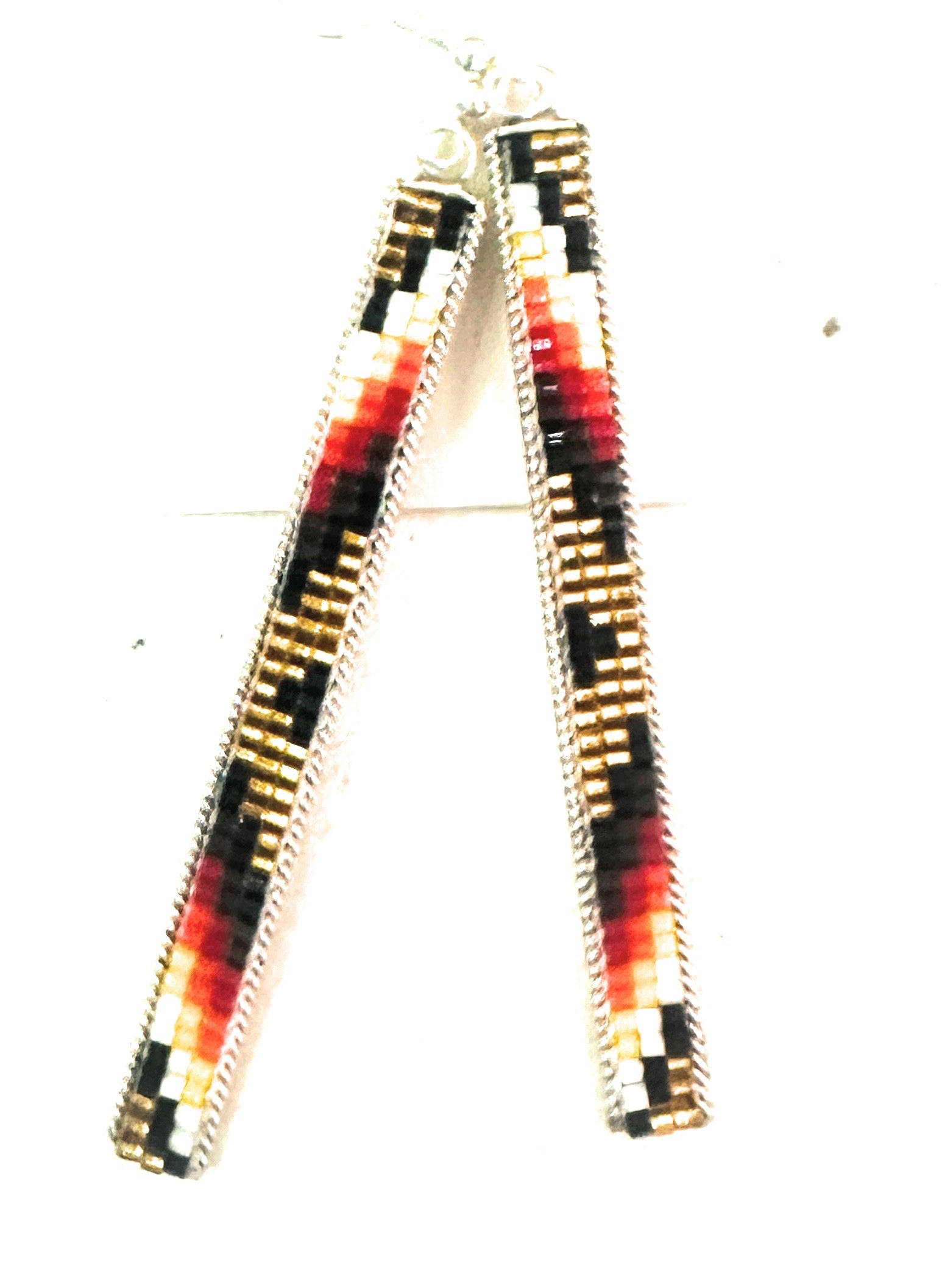 Navajo Handmade Multicolor Beaded Dangle Earrings