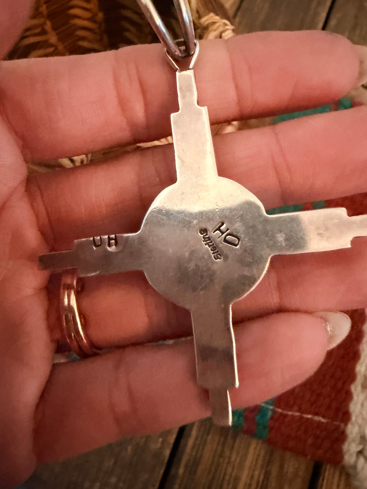 Handcrafted Sterling Silver & Turquoise Zia Cross Pendant