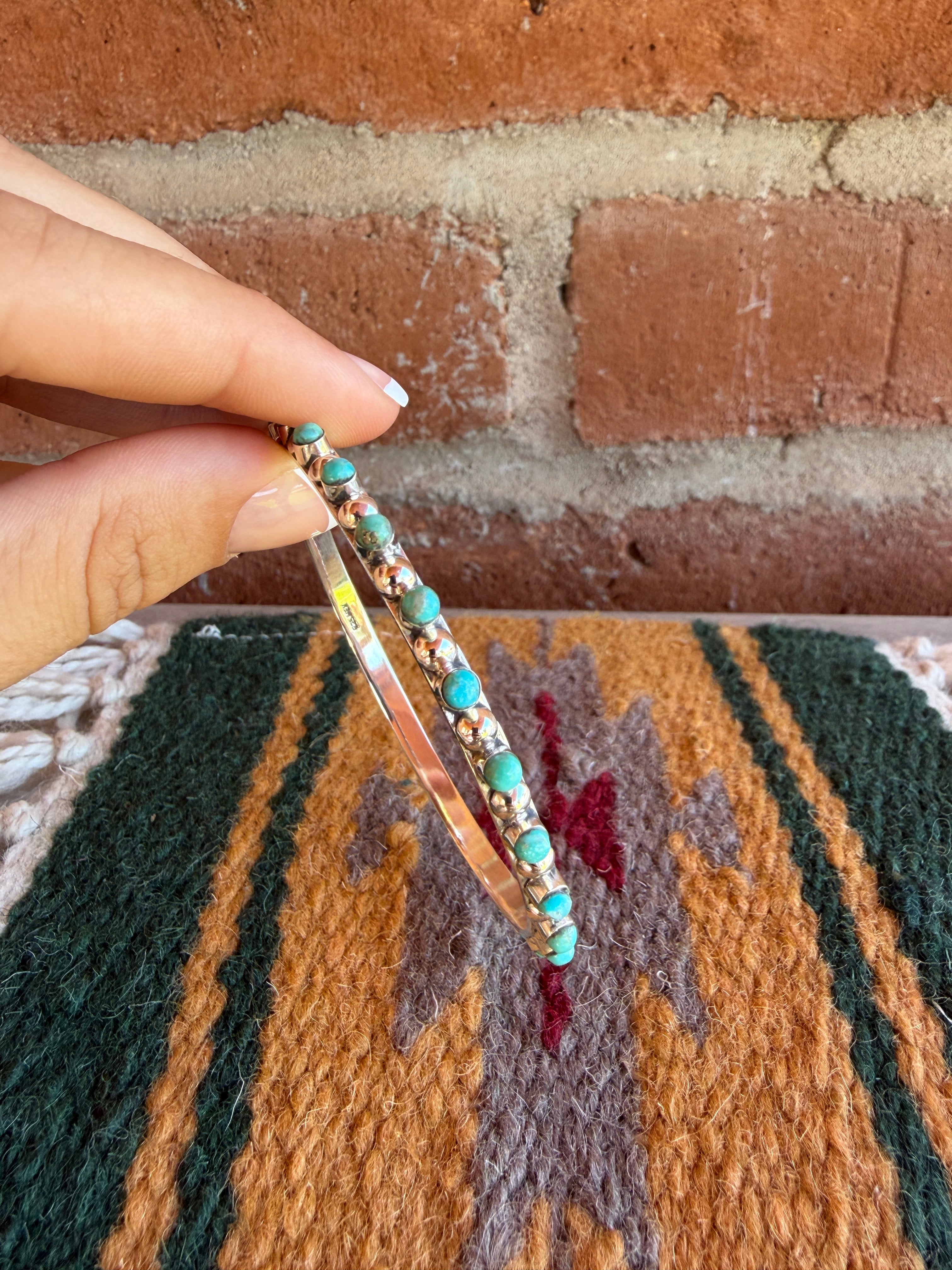 Handmade Turquoise & Sterling Silver Bangle Bracelet