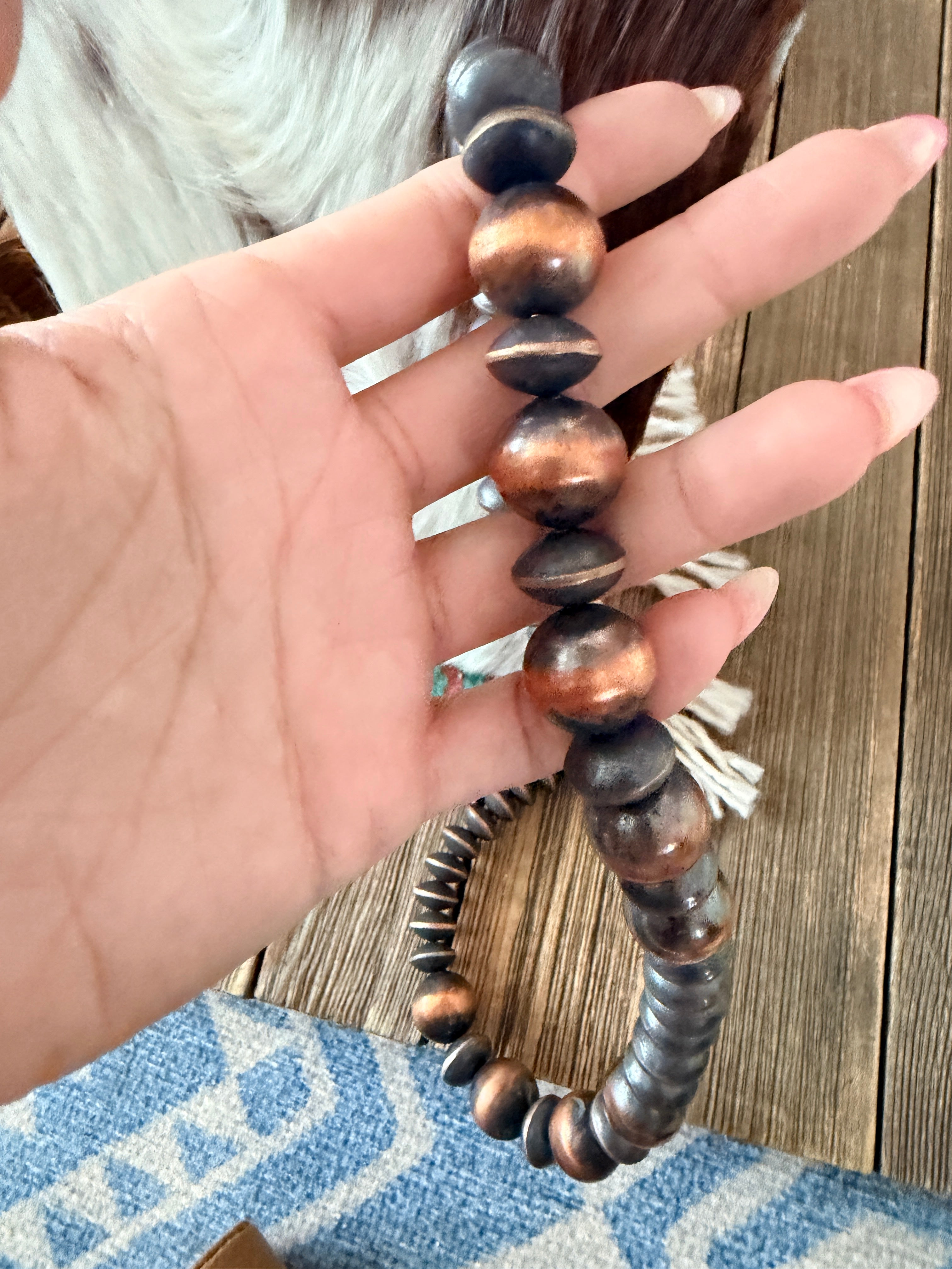 Handcrafted Copper 20” Beaded Necklace