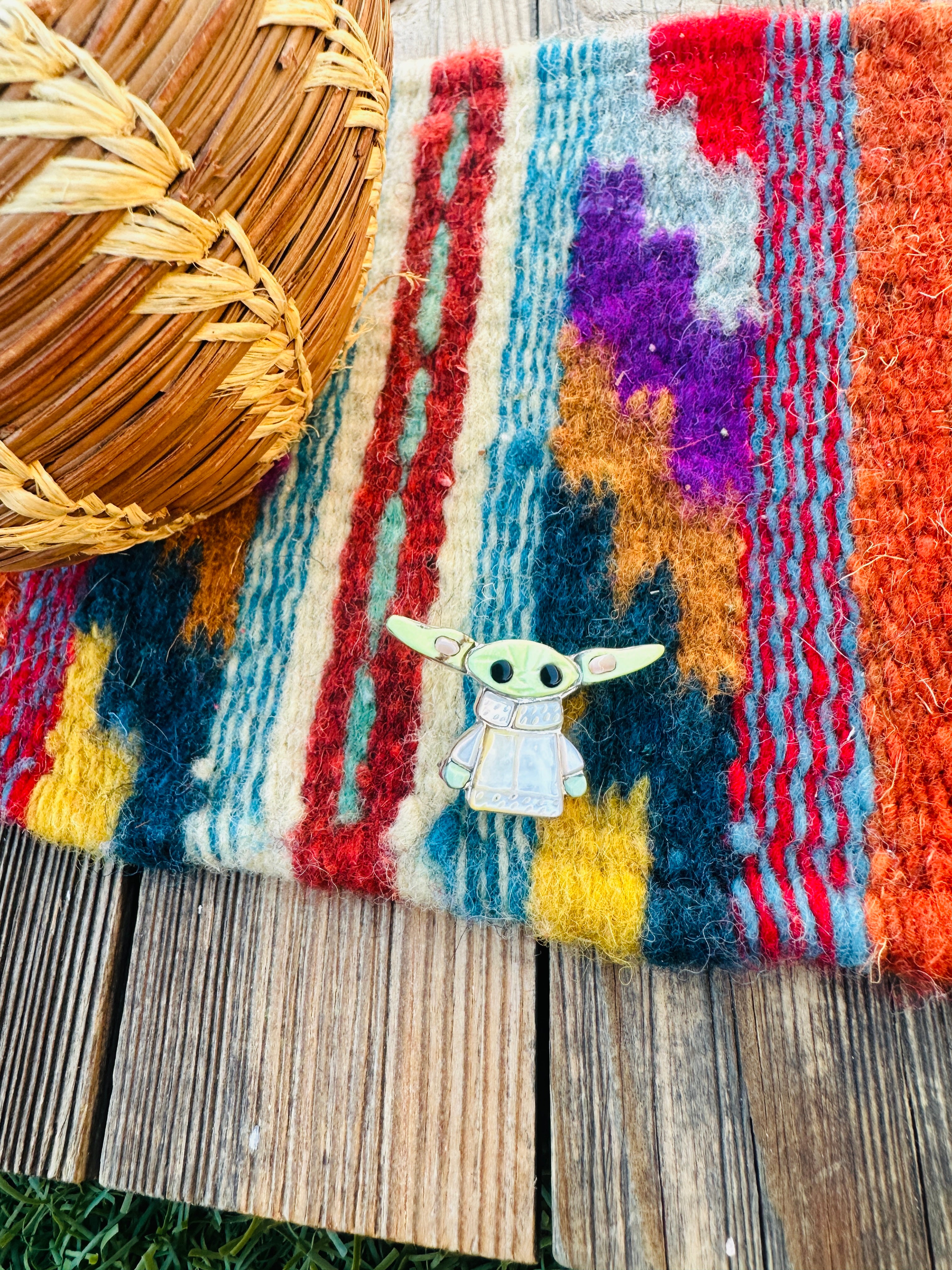 Handcrafted Sterling Silver and Multi Stone Character Brooch