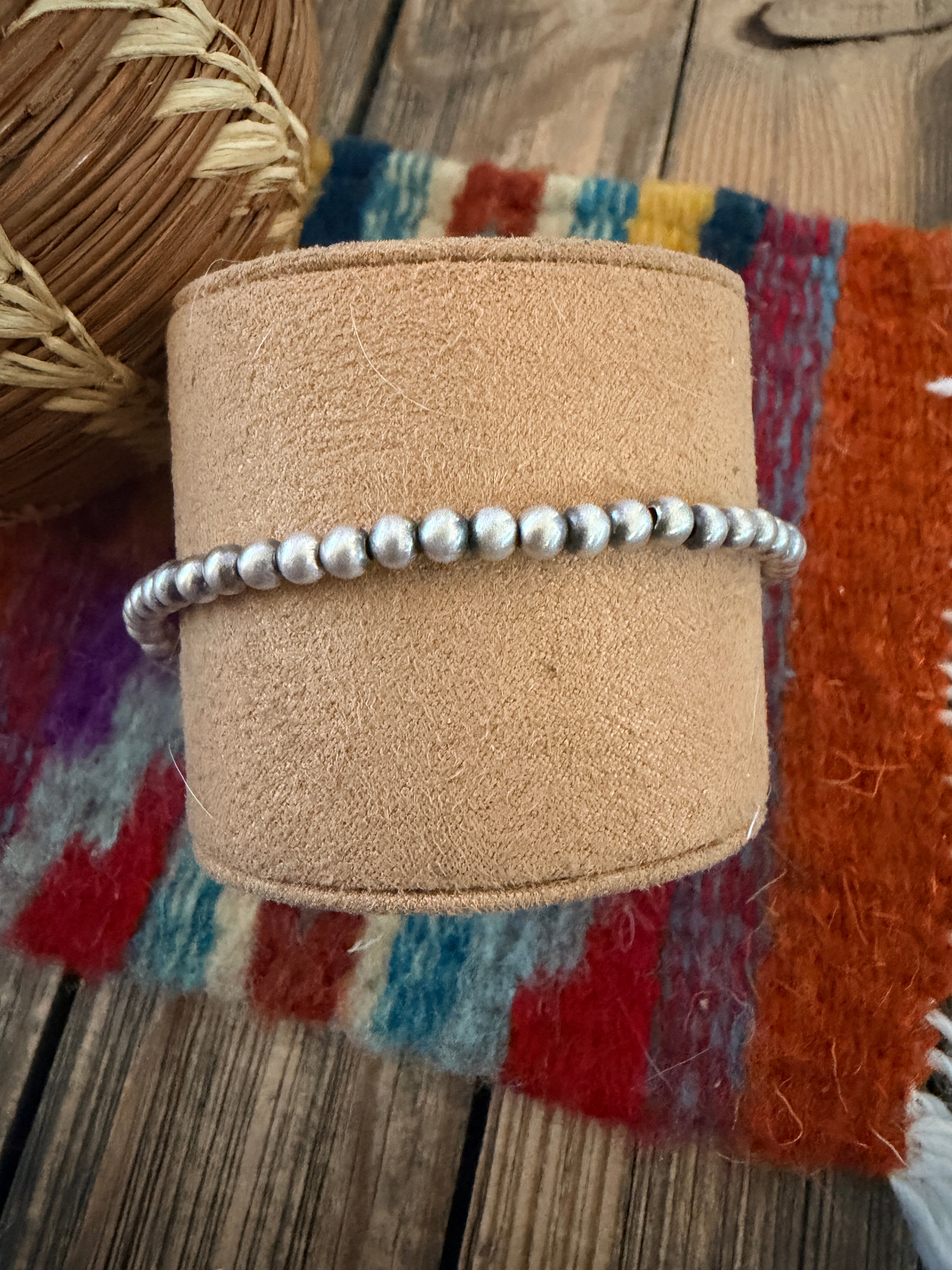 Handcrafted 4mm Sterling Silver Pearl Beaded Bracelet