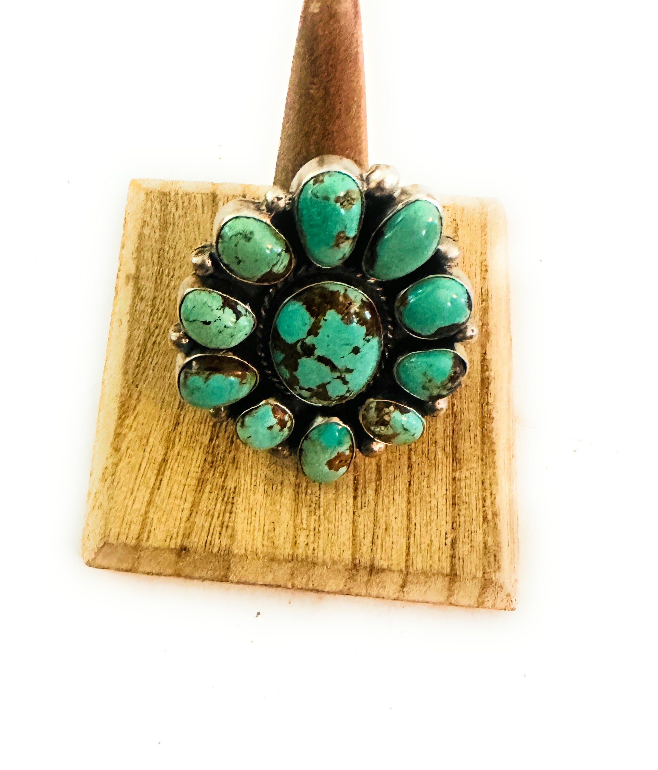 Navajo Sterling Silver & Number 8 Turquoise Adjustable Ring