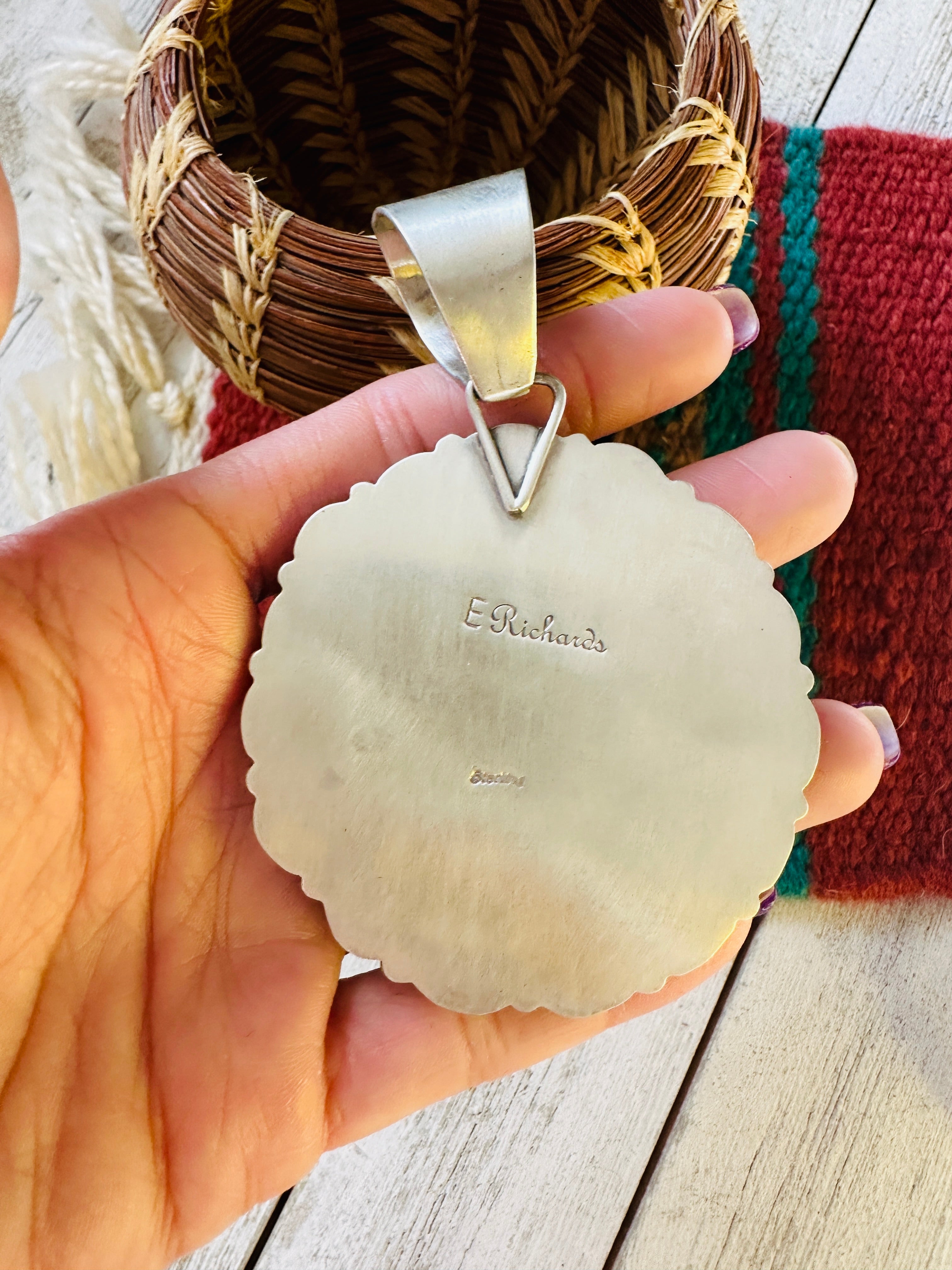 Navajo Sterling Silver & Turquoise Liberty Coin Pendant