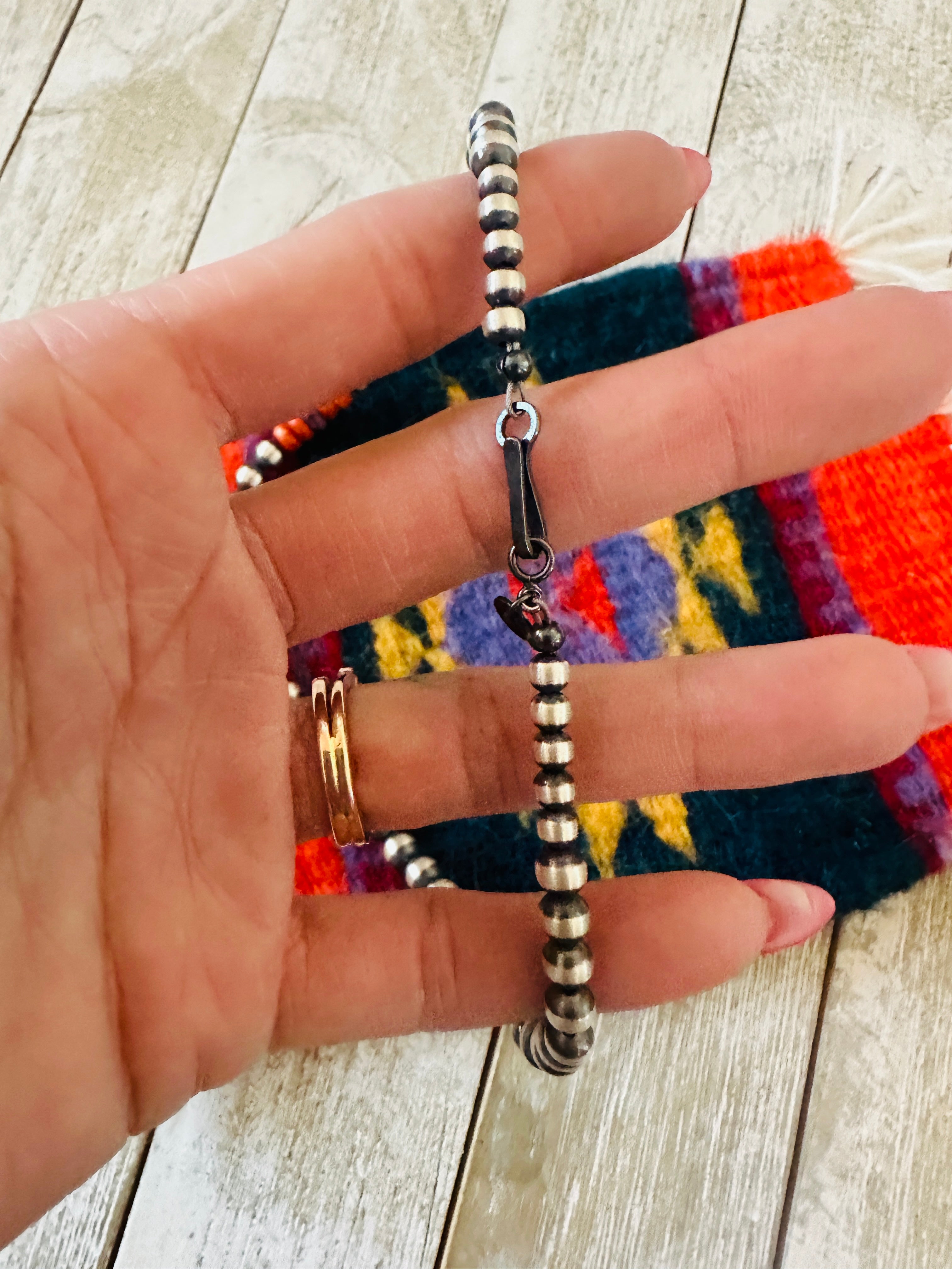 Handcrafted Sterling Silver, Spiny & Turquoise Beaded 14” Necklace