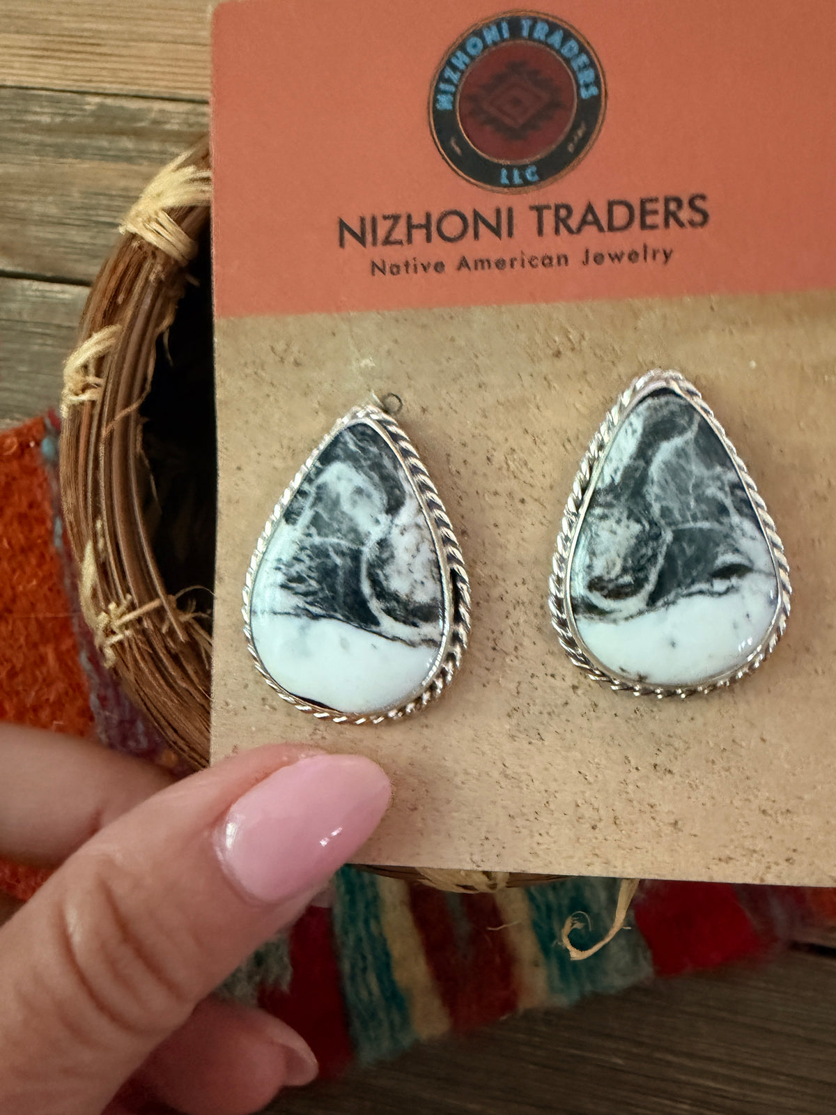 Handcrafted White Buffalo & Sterling Silver Post Earrings