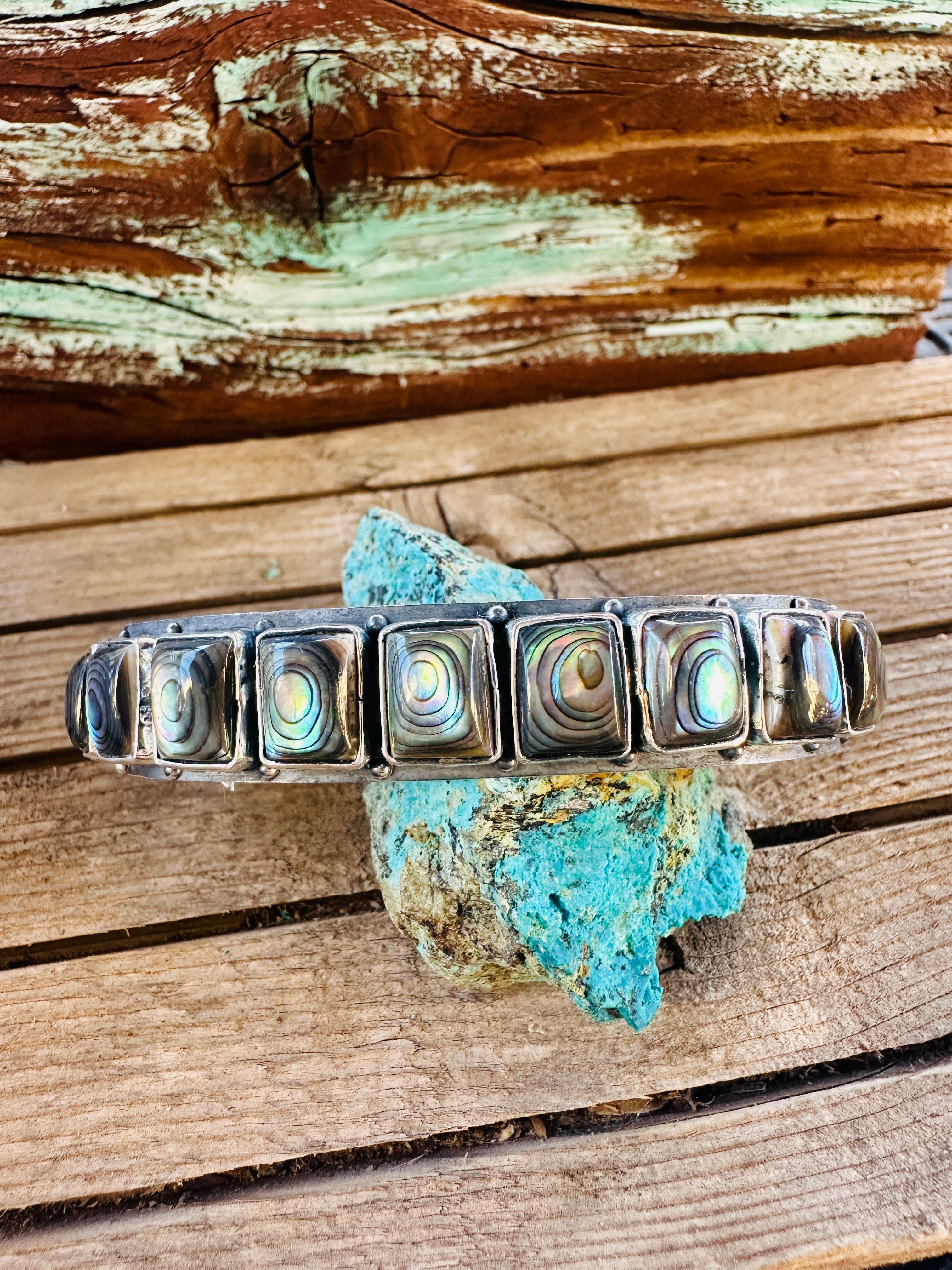 Handcrafted Sterling Silver and Abalone Cuff Bracelet by Federico Jimenez