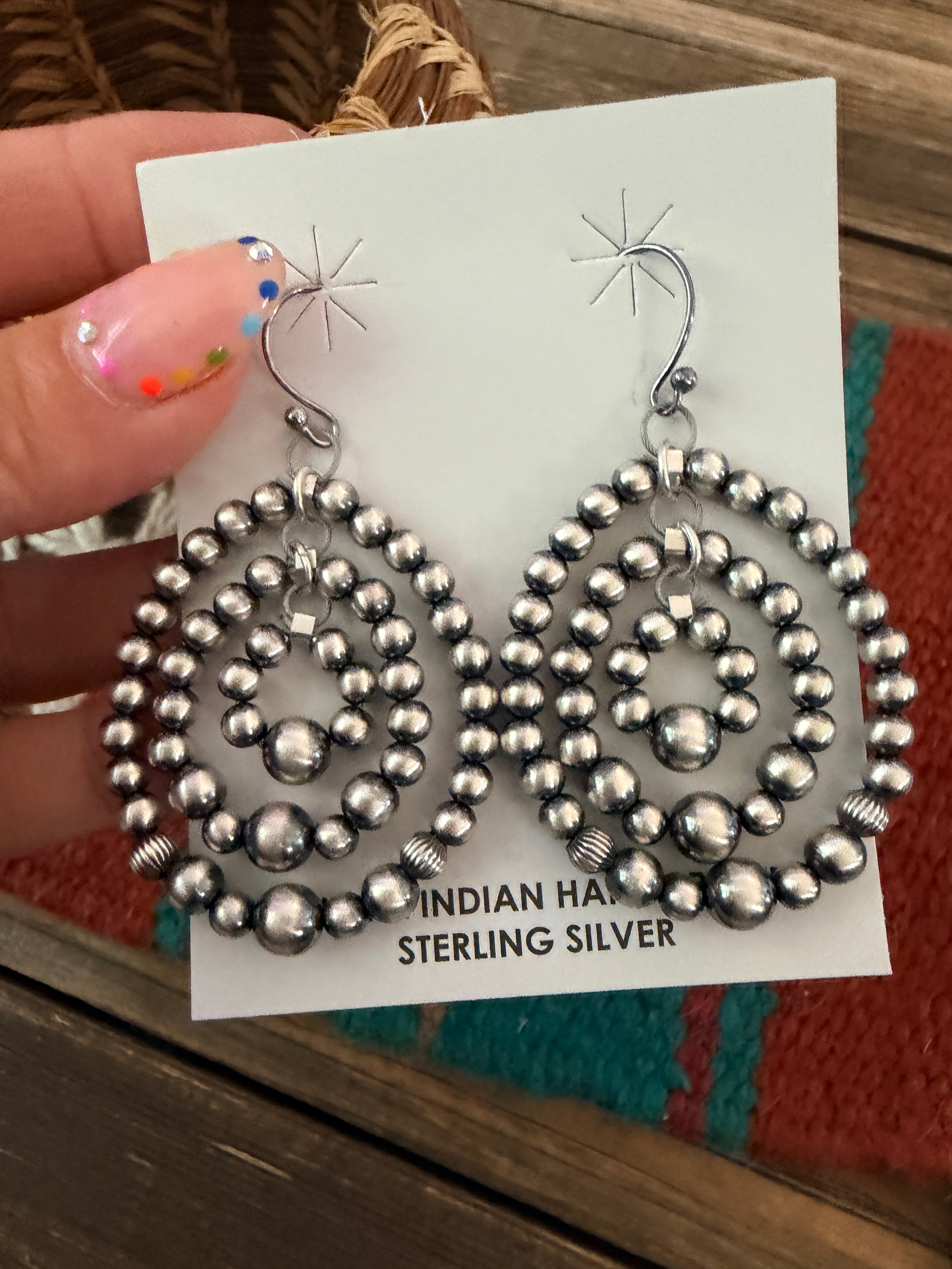 Handcrafted Sterling Silver Pearl Beaded Dangle Earrings