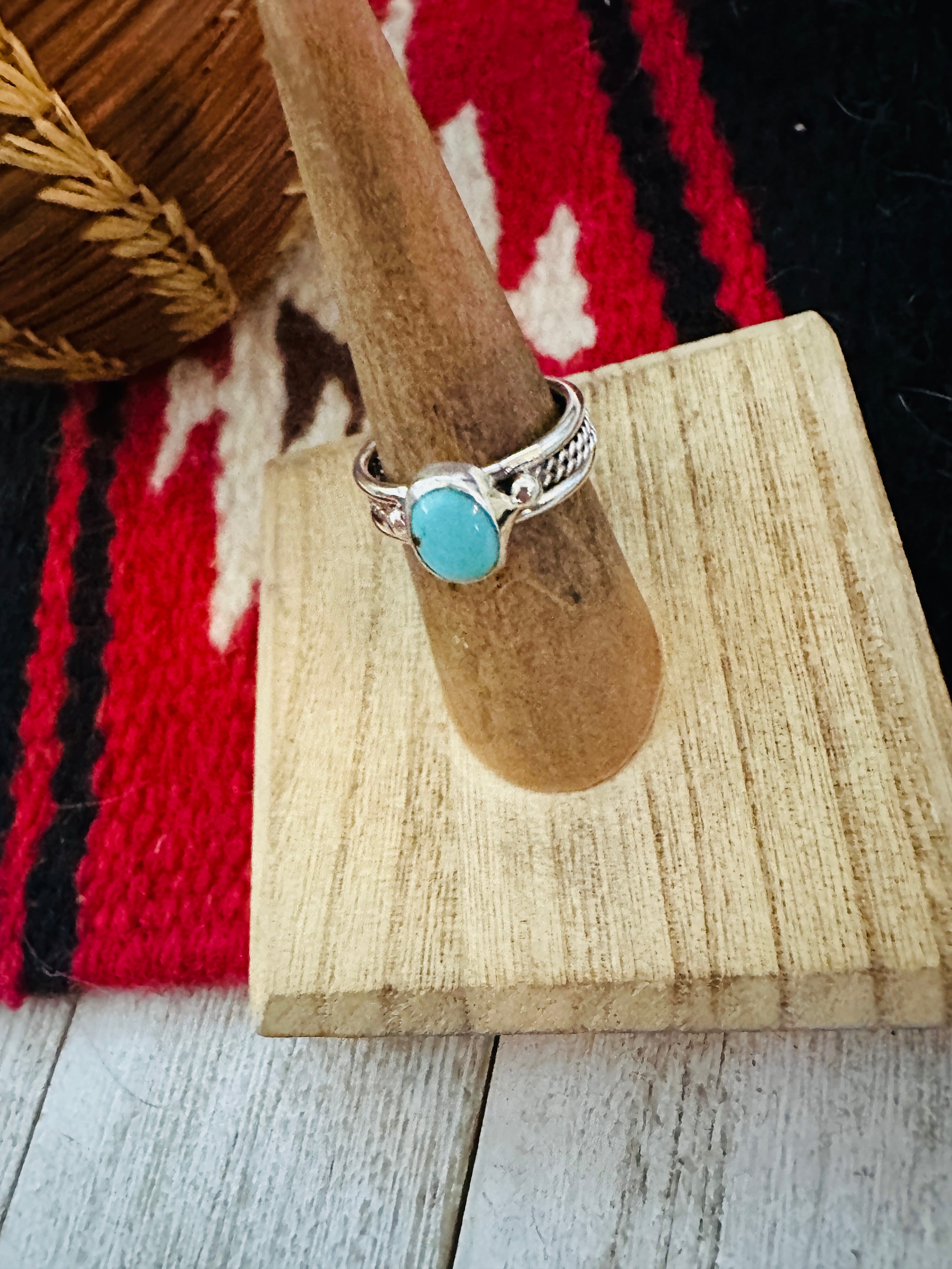 Navajo Turquoise & Sterling Silver Ring Size 5.5