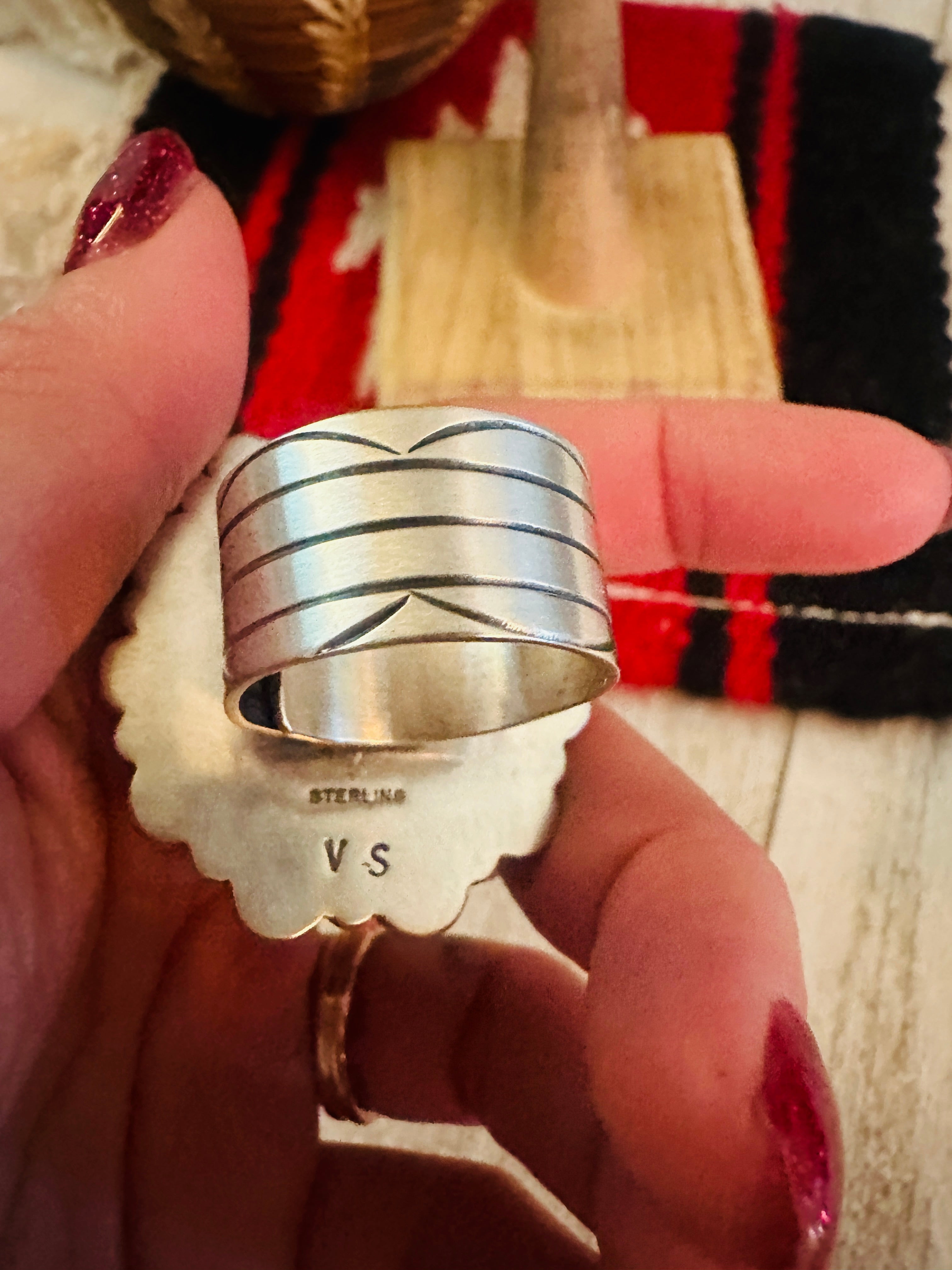 Handcrafted Sterling Silver & Tibetan Turquoise Cluster Adjustable Ring