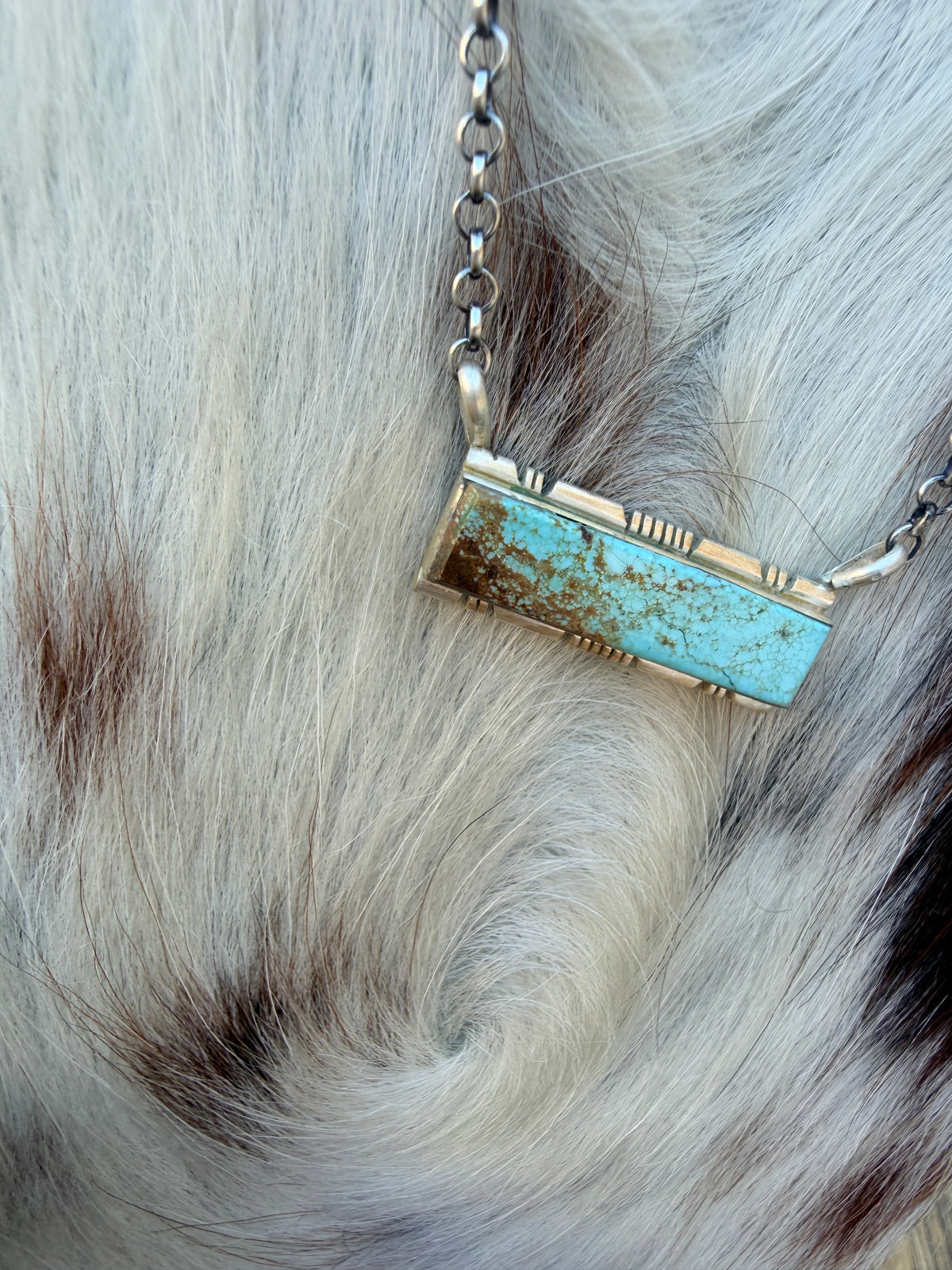 Handcrafted Turquoise & Sterling Silver Bar Necklace