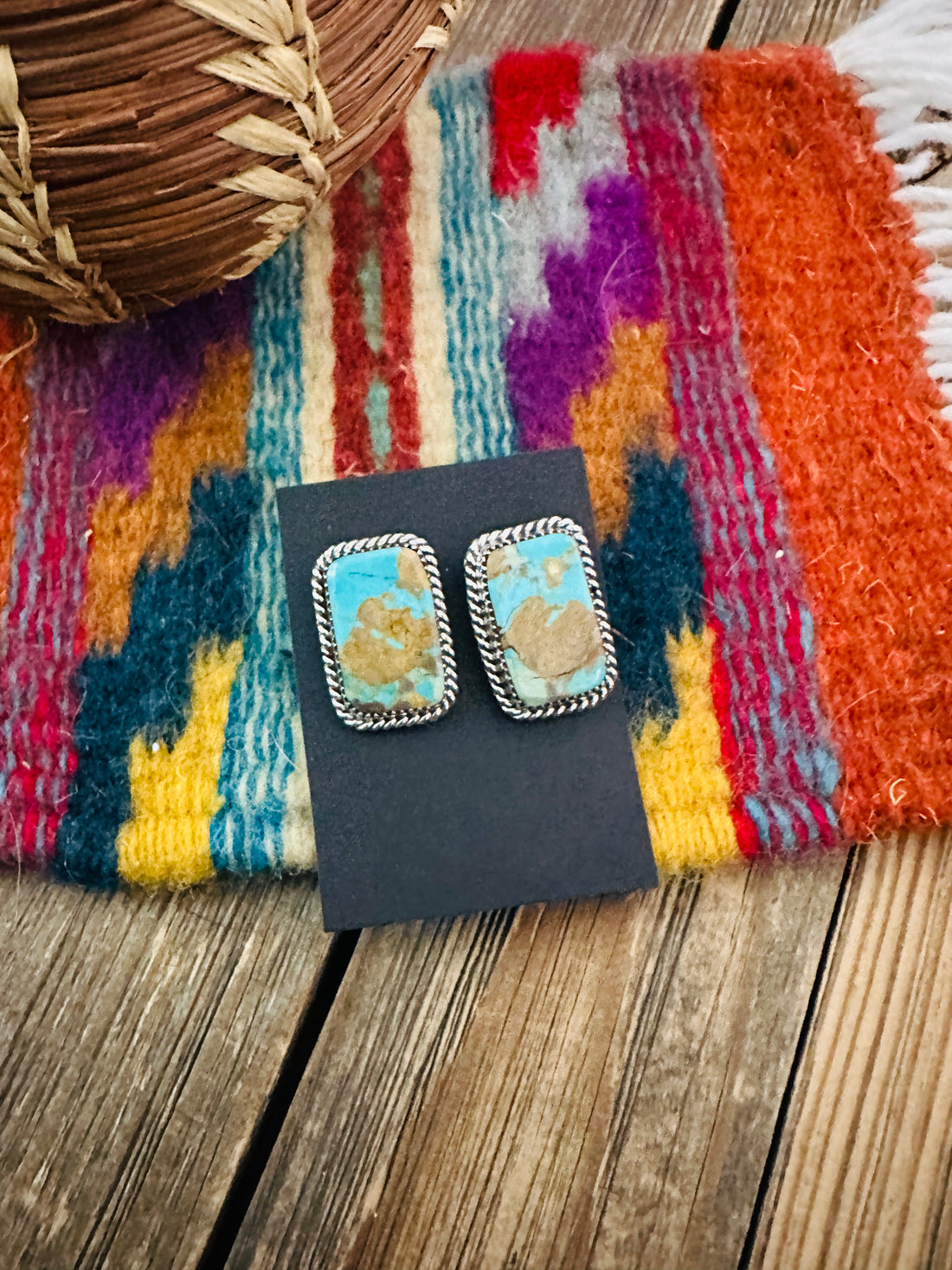 Handcrafted Turquoise & Sterling Silver Post Earrings