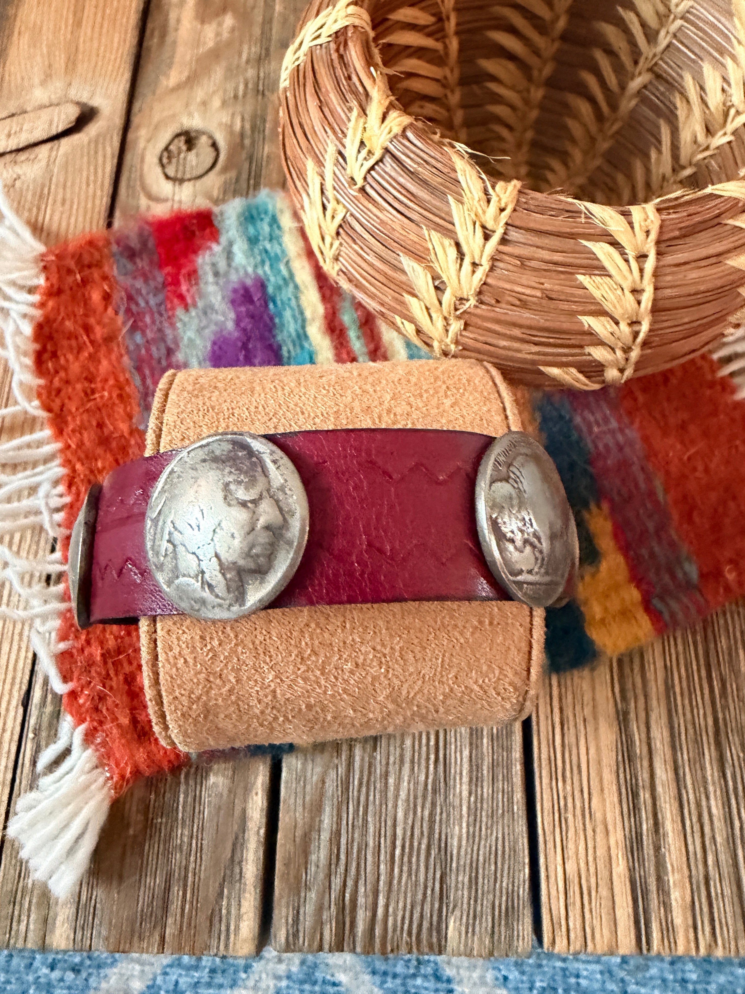 Handcrafted Buffalo Nickel & Leather Bracelet by Buffalo Dancer
